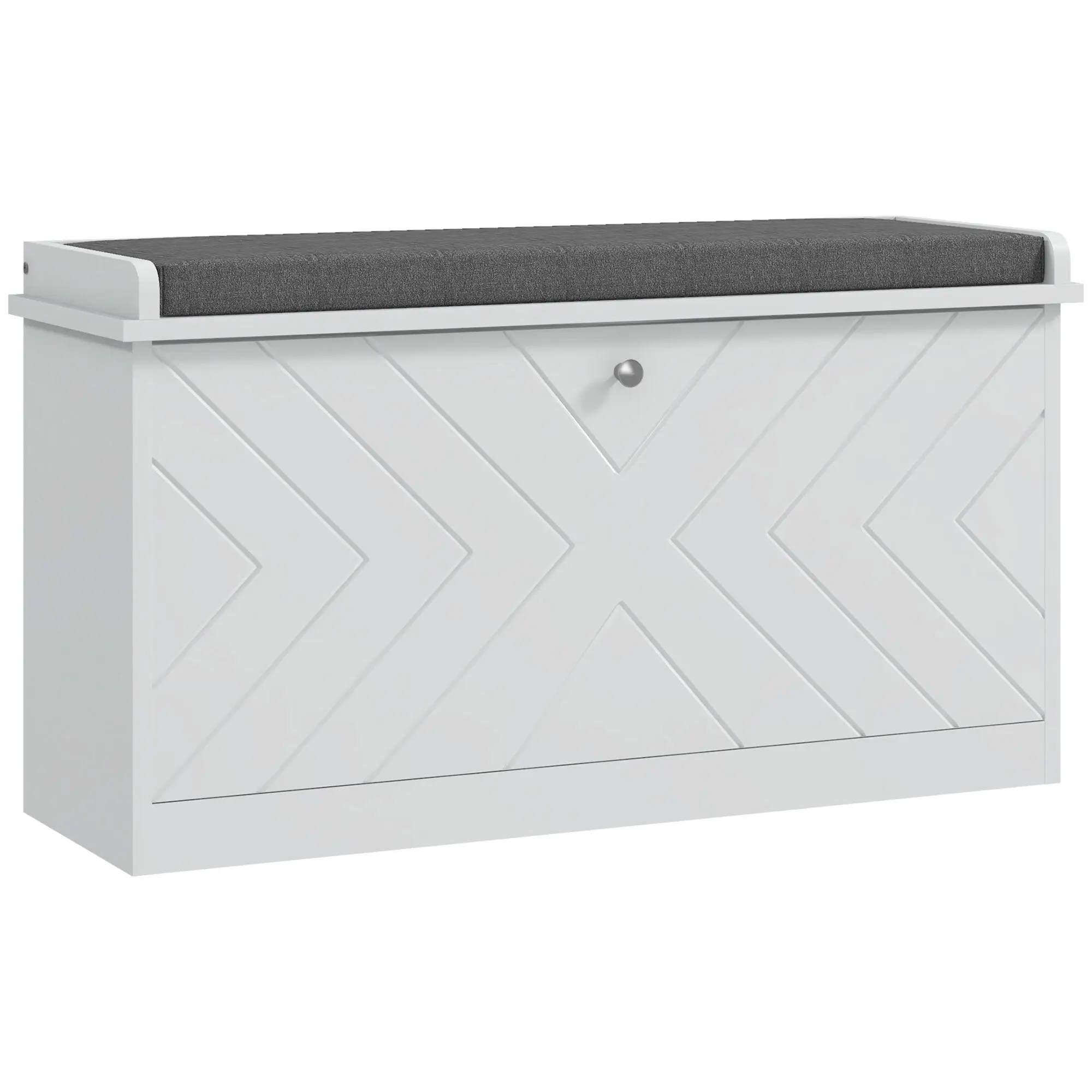 Shoe Storage Bench with Modern Seat Bench with Storage Shoe Cabinet with Wooden Bench with Adjustable Shelves and Padded Cushion for 8 Pairs of Shoes 80x26x44.5 cm White