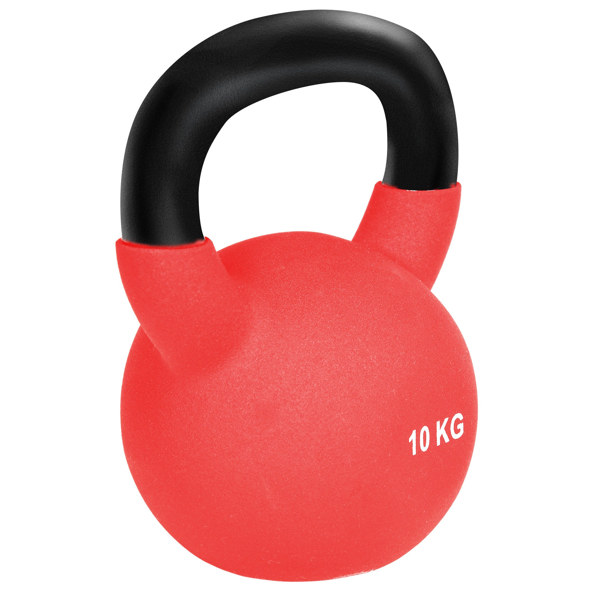 HOMCOM 10 kg Gusseisen Kettlebell mit Neoprenbeschichtung und breitem Griff für Krafttraining im Fitnessstudio Zuhause 19x12x22 cm Rot