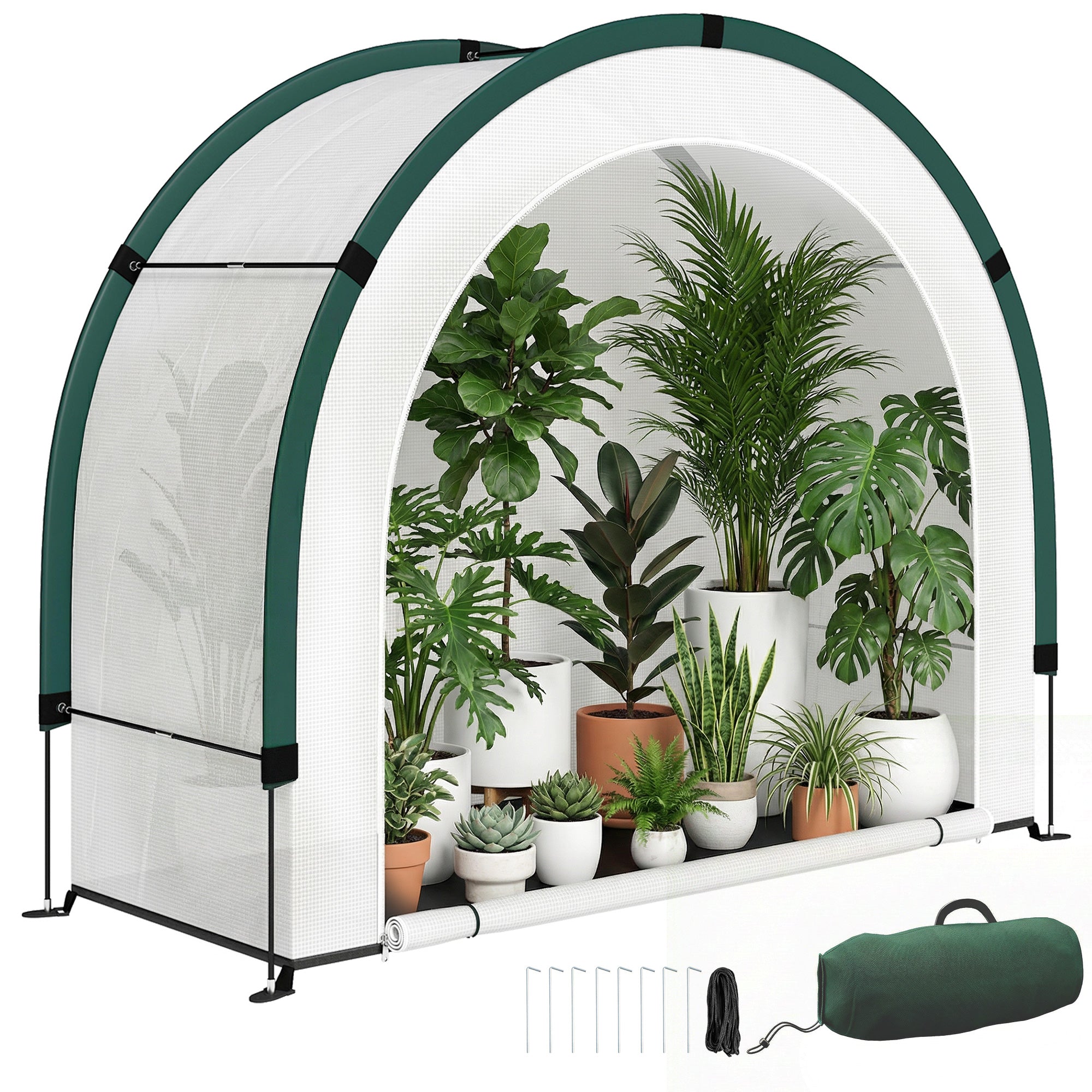 Serre arquée Outsunny pliable en PE — tunnel walk-in résistant à l’hiver pour balcon & jardin, 200 x 80 x 164 cm — pour tomates, légumes et fleurs