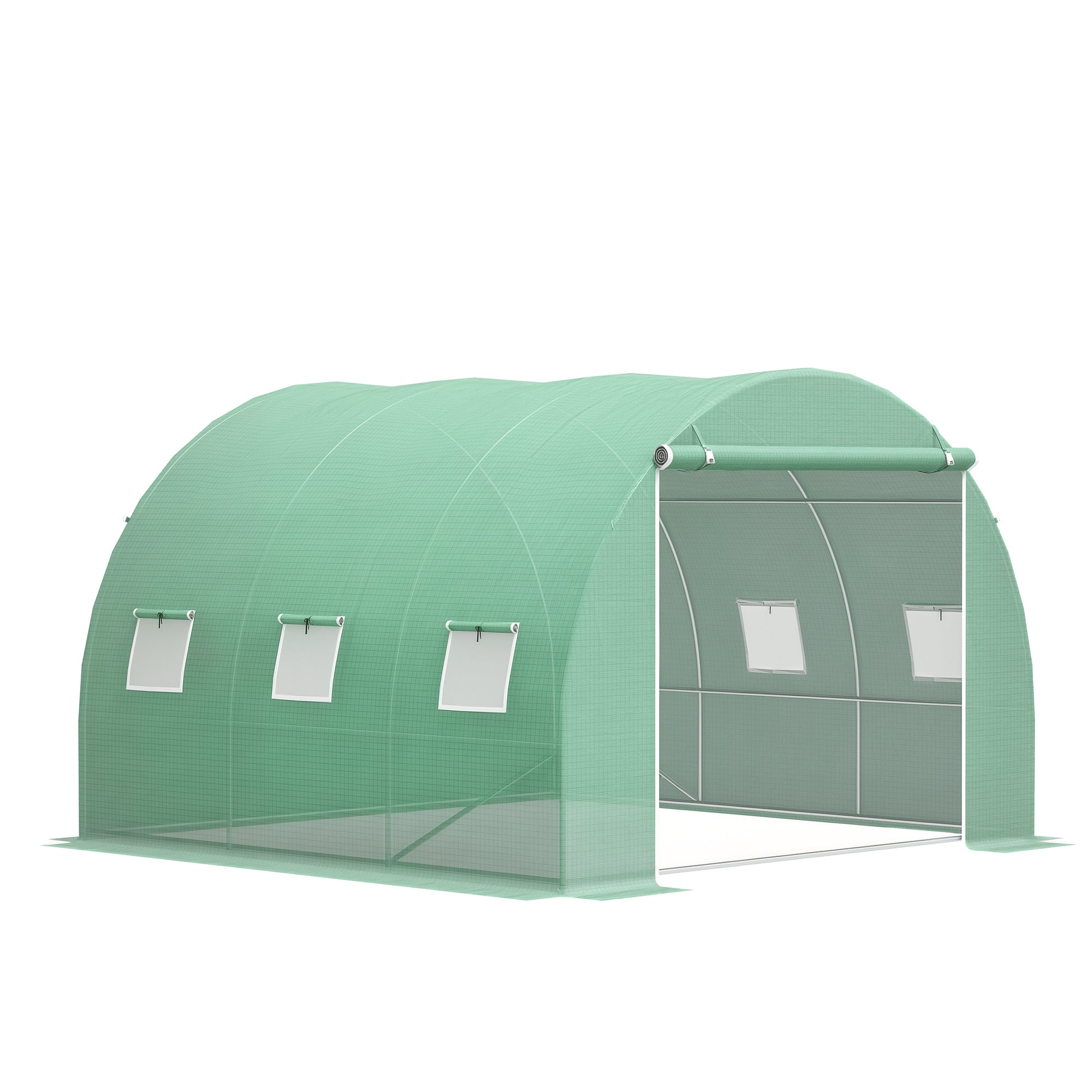 9sqm Walk-In Tunnel Greenhouse 3 x 3 x 2 m, Heavy Duty Galvanised Steel Frame, Reinforced PE Cover, 6 Mesh Windows & Roll-Up Door, UV Resistant Garden Greenhouse