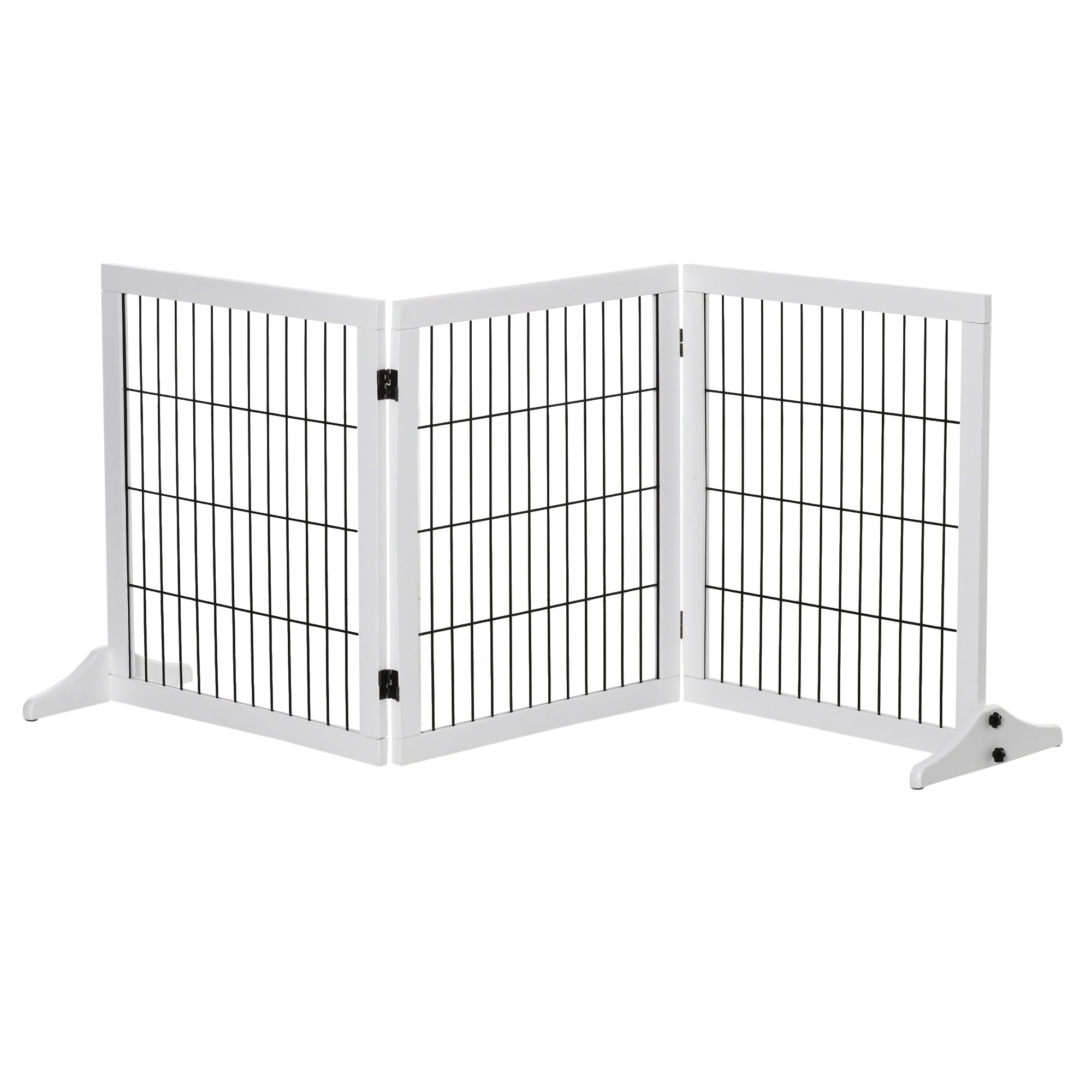 Barrière PawHut pour Chiens - Barrière de Sécurité avec Pieds de Support, Barrière pour Escalier, Protection pour Cheminée & Cuisinière, Bois de Pin Blanc 185 x 36 x 71 cm