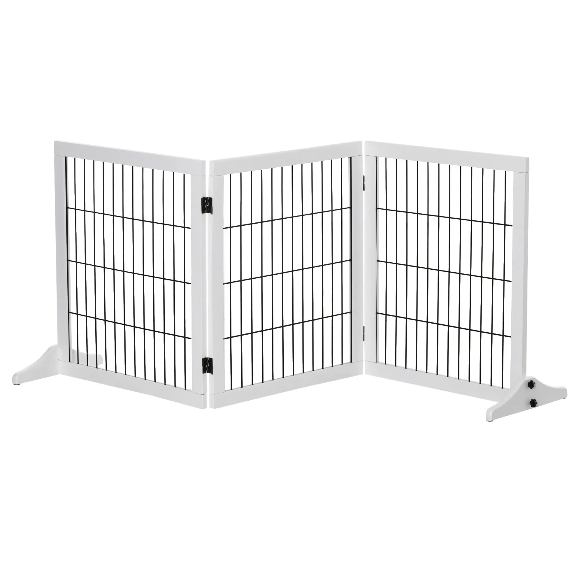 Barrier Gate for Dogs Safety Gate Dog Gate with Support Feet Stair Gate Dog Barrier Gate Door Guard for Fireplace & Stove, Pine Wood White 185 x 36 x 71 cm