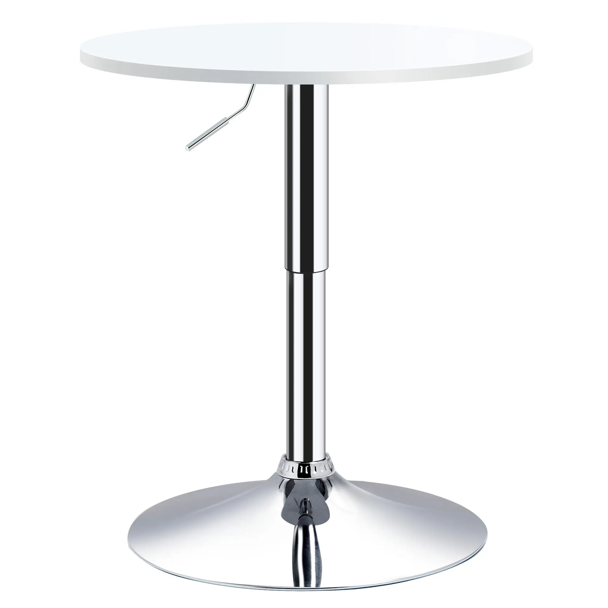 Height Adjustable Bar Table with Round Anti-Slip Base for Kitchen Dining ?60x69-93 cm White