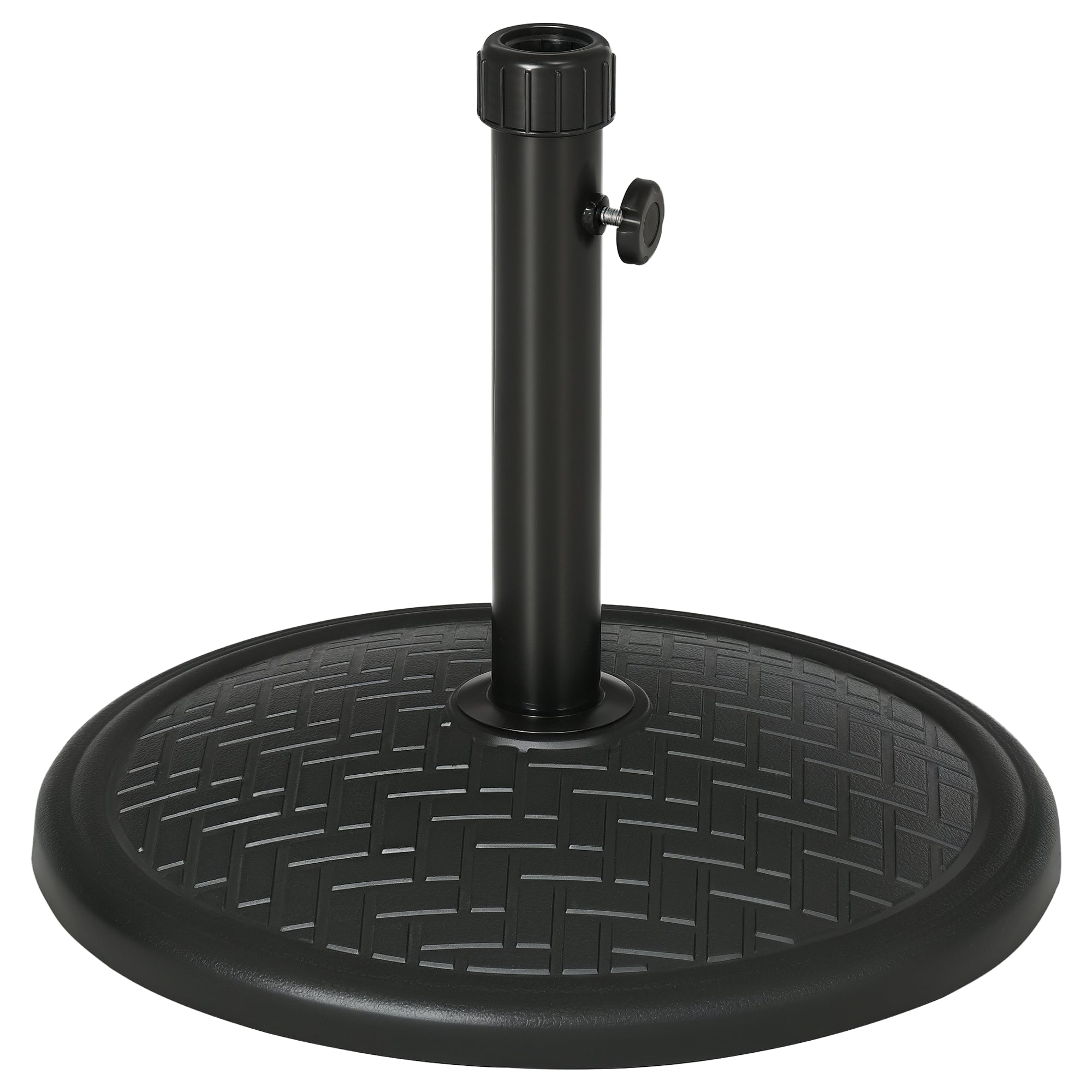 Betonový podstavec pro slunečníky Outsunny s hmotností 14 kg pro slunečníky s průměrem Ø32-38 mm pro zahradu, terasu, patio Ø46x34 cm Černý