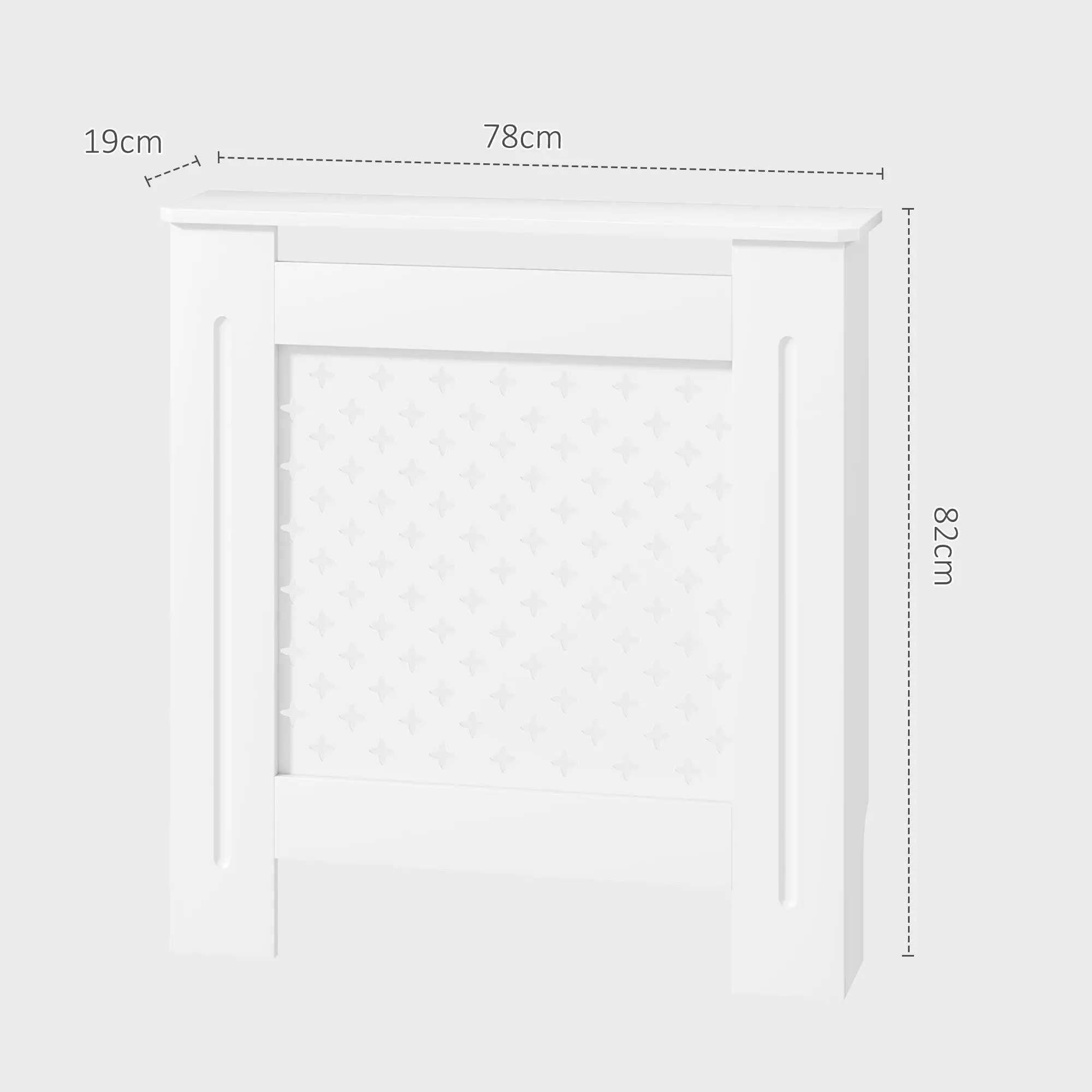 Radiator Cover, Radiator Concealer, Cross Grill, Top Shelf, for Living Room, Bedroom, Hallway, Wooden, 78 x 19 x 82 cm, White