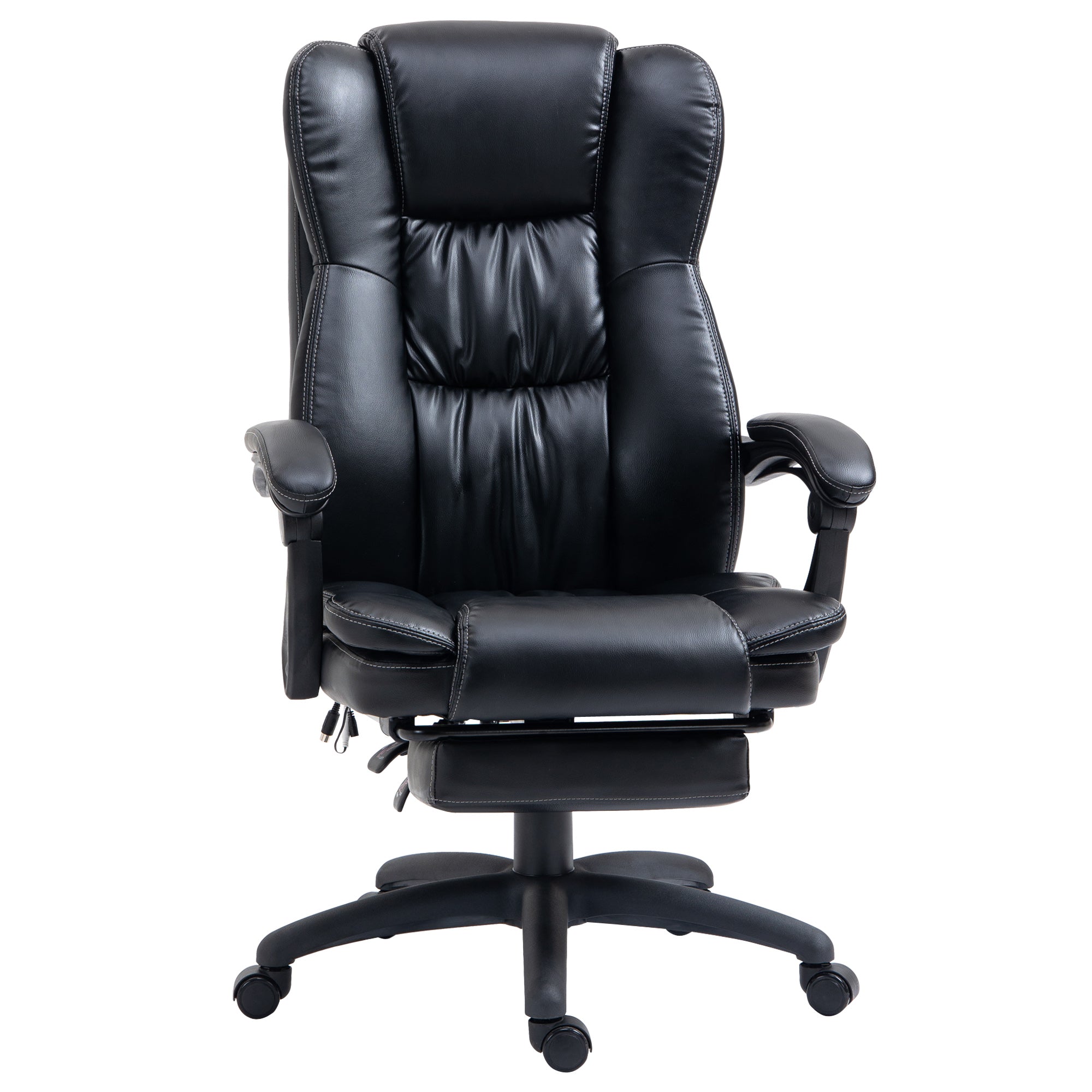 Office Chair with Massage Function, Ergonomic Desk Chair with Reclining Function, Height Adjustable Executive Chair with Swivel Function, Footrest, Remote Control, Faux Leather, Black