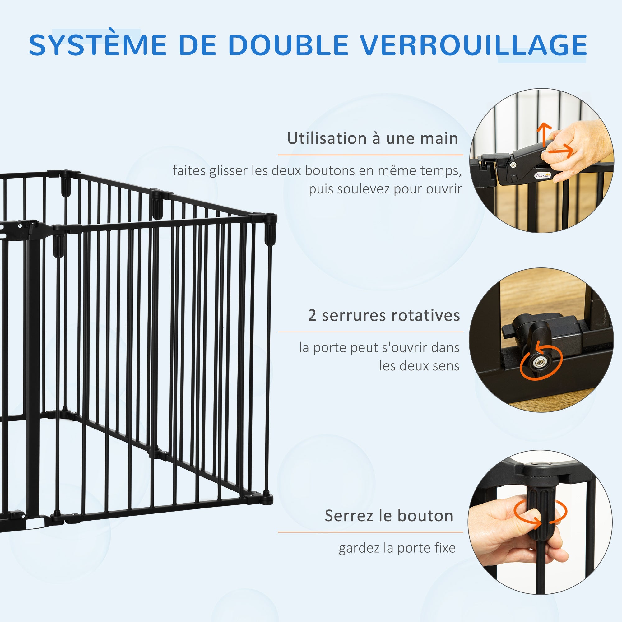 Safety Barrier Fireplace Protection Barrier Dog Playpen Foldable Modular 8 Panels with Door No Drilling 482.5 x 76 cm Black