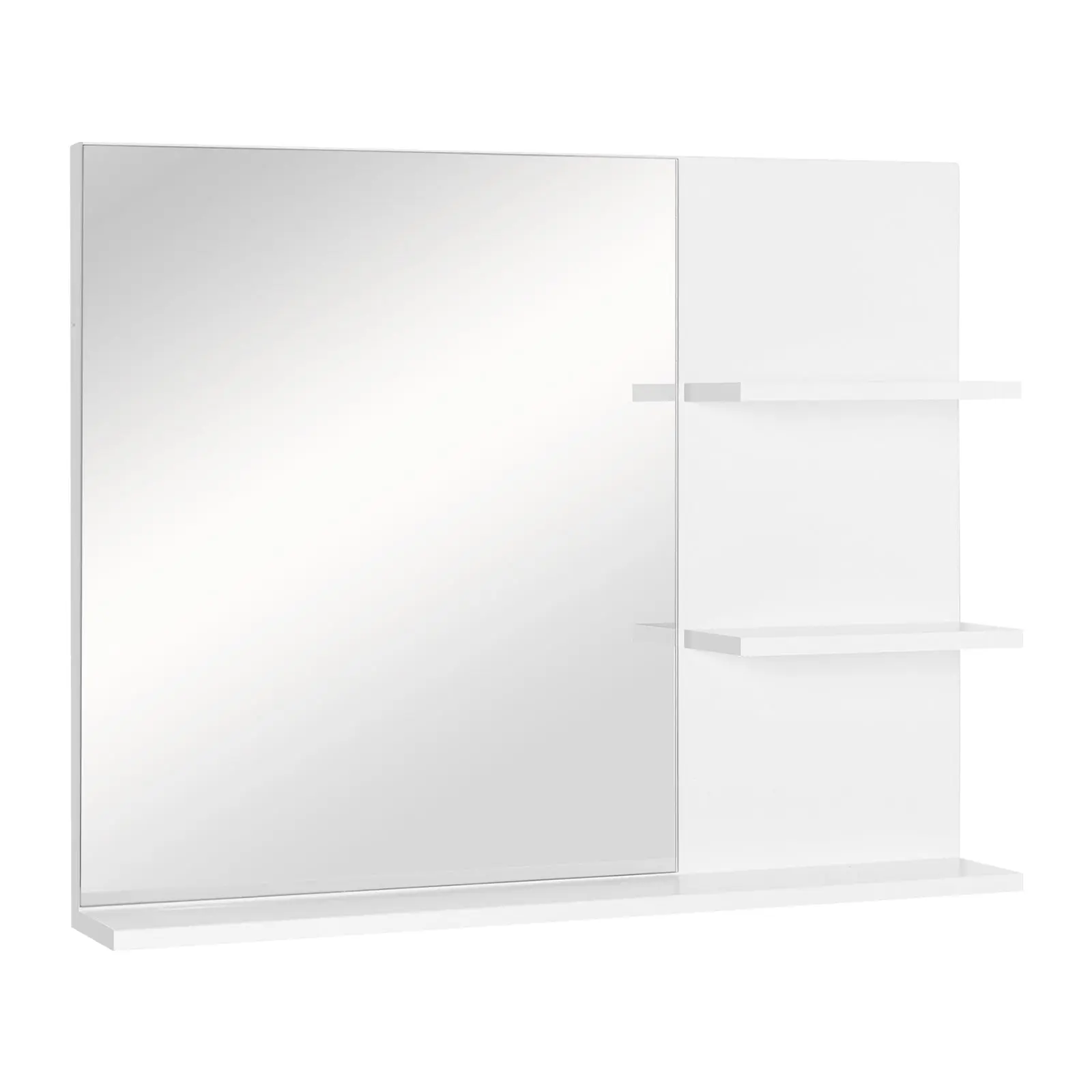 Bathroom Wall Mount Mirror with 3 Built-In Shelves 60x10x48 cm White