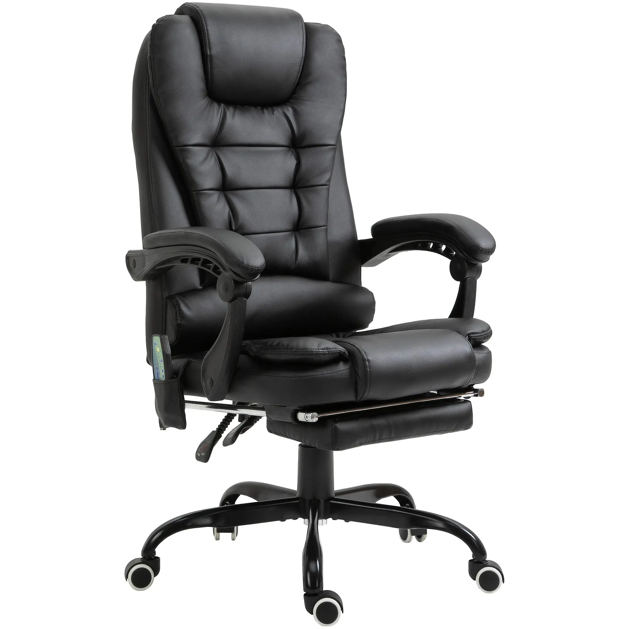 Office Chair with Massage Function, Ergonomic Executive Chair with Reclining Function, Height Adjustable Swivel Desk Chair with Remote Control, Side Pocket, Faux Leather, Black