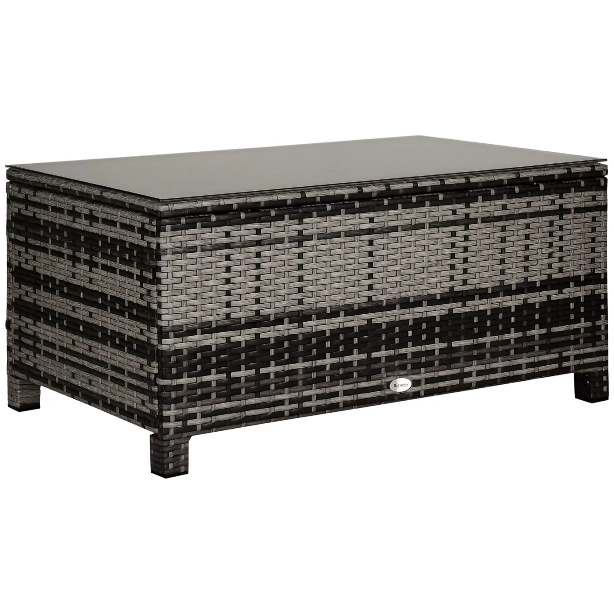 Garden Side Table Coffee Table Patio Table Poly Rattan Gray 85 x 50 x 39 cm