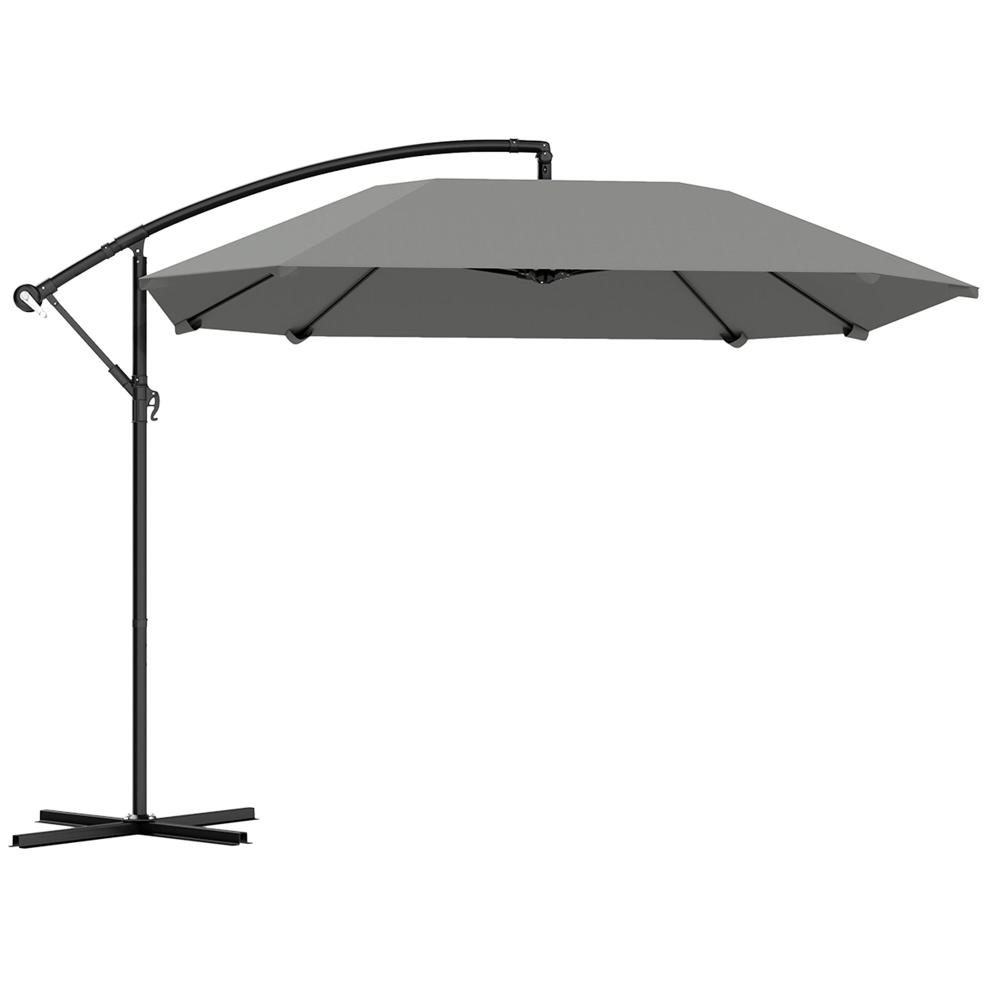 Cantilever Umbrella Aluminum ? 260 cm Sunshade, waterproof crank umbrella with stand, crank, windproof, tiltable market umbrella, tiltable garden umbrella sun protection for balcony garden terrace dark gray