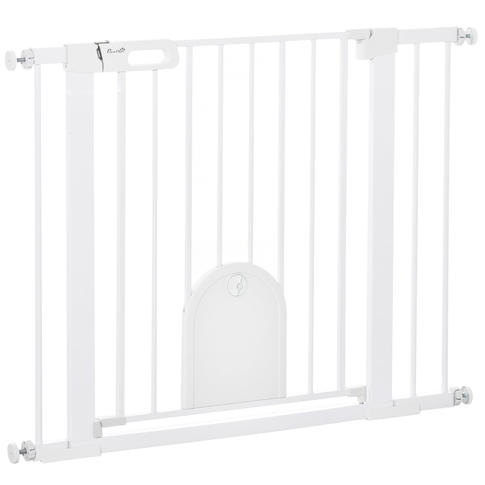 PawHut Honden Veiligheidshek 75-103 cm voor Trap en Deuren met 2 Extensies Automatische Sluiting en Dubbel Sluitsysteem Wit