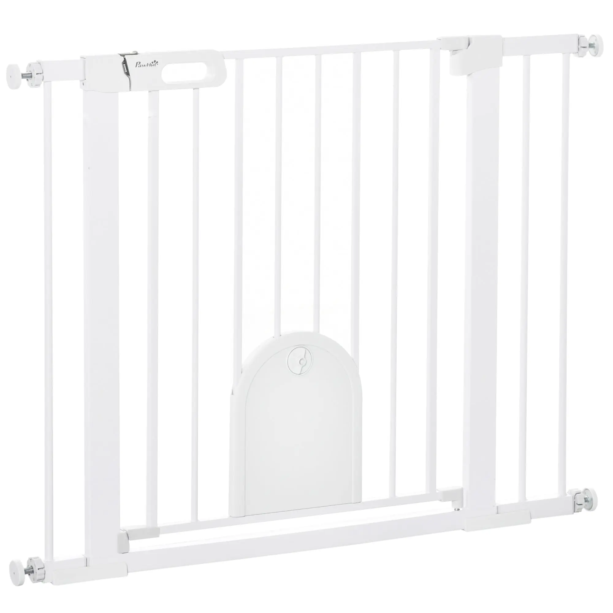 Dog Pet Safety Gate 75-103 cm for Stairs and Doors with 2 Extensions Automatic Lock and Double Lock System White