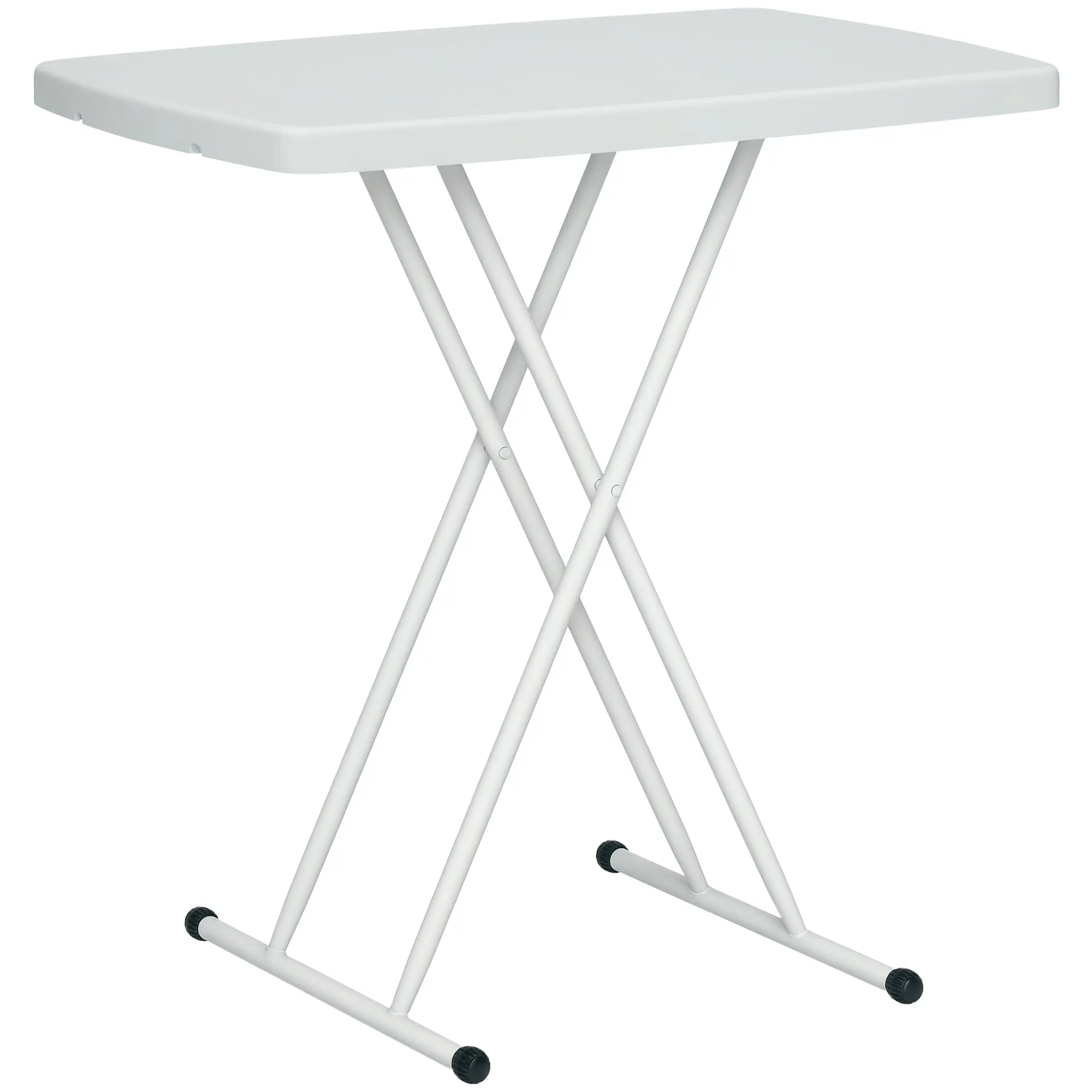 Side Table Garden Adjustable Height Outdoor Table, Foldable Plastic Balcony Table, Rectangular Coffee Table 50kg Capacity, 76x50x74H cm Coffee Table for Outdoor Indoor Balcony Terrace White