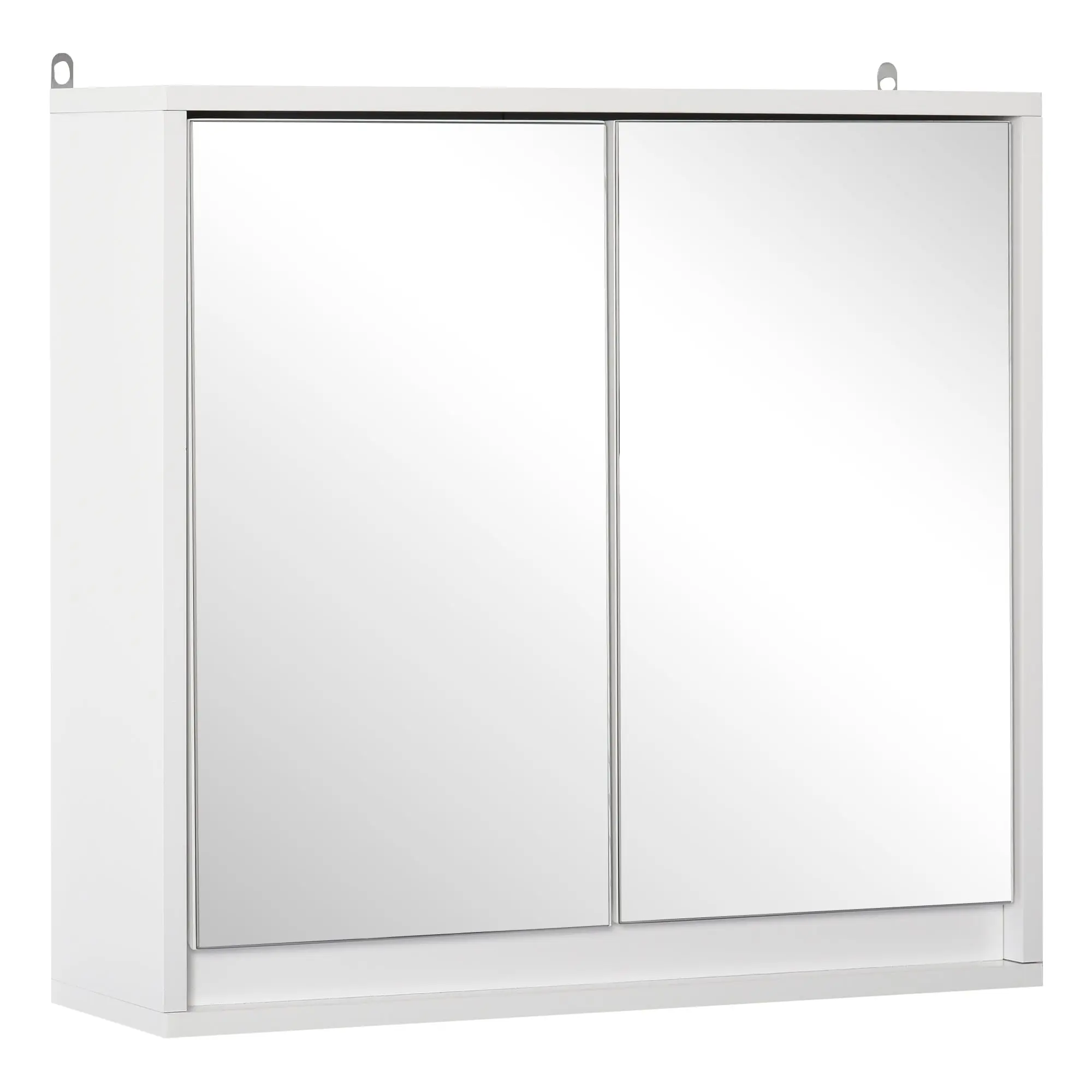 Bathroom Cabinet with Mirror with 2 Doors and Adjustable Shelf Hanging Bathroom Cabinet for Toilet Modern Style 48x14.5x45 cm White