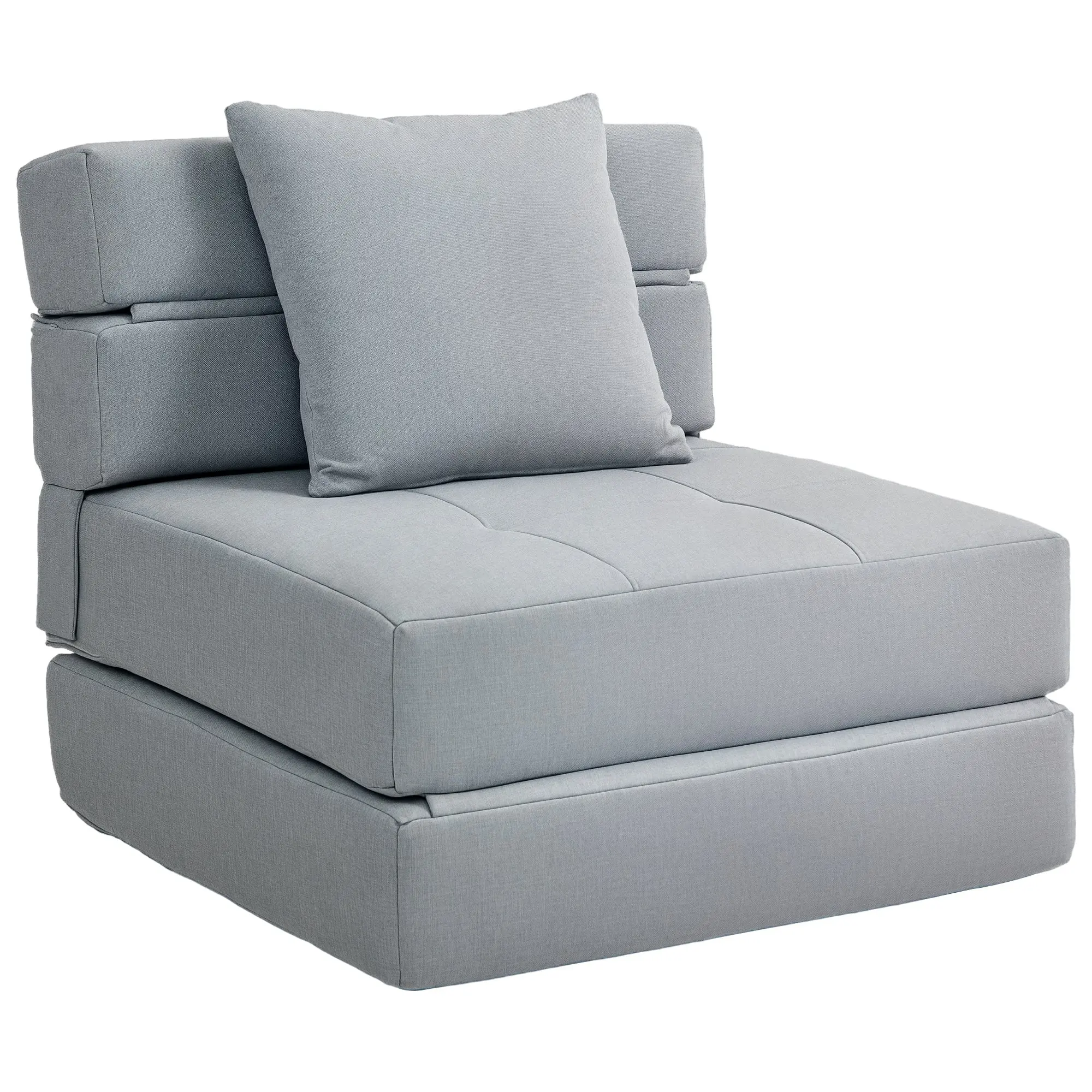 Folding Sleeper Chair, Sofa Bed, 2-in-1 Folding Armchair with Bed Function, Recliner with Pillow, Guest Bed for Living Room, Bedroom, up to 120 kg Capacity, Light Gray