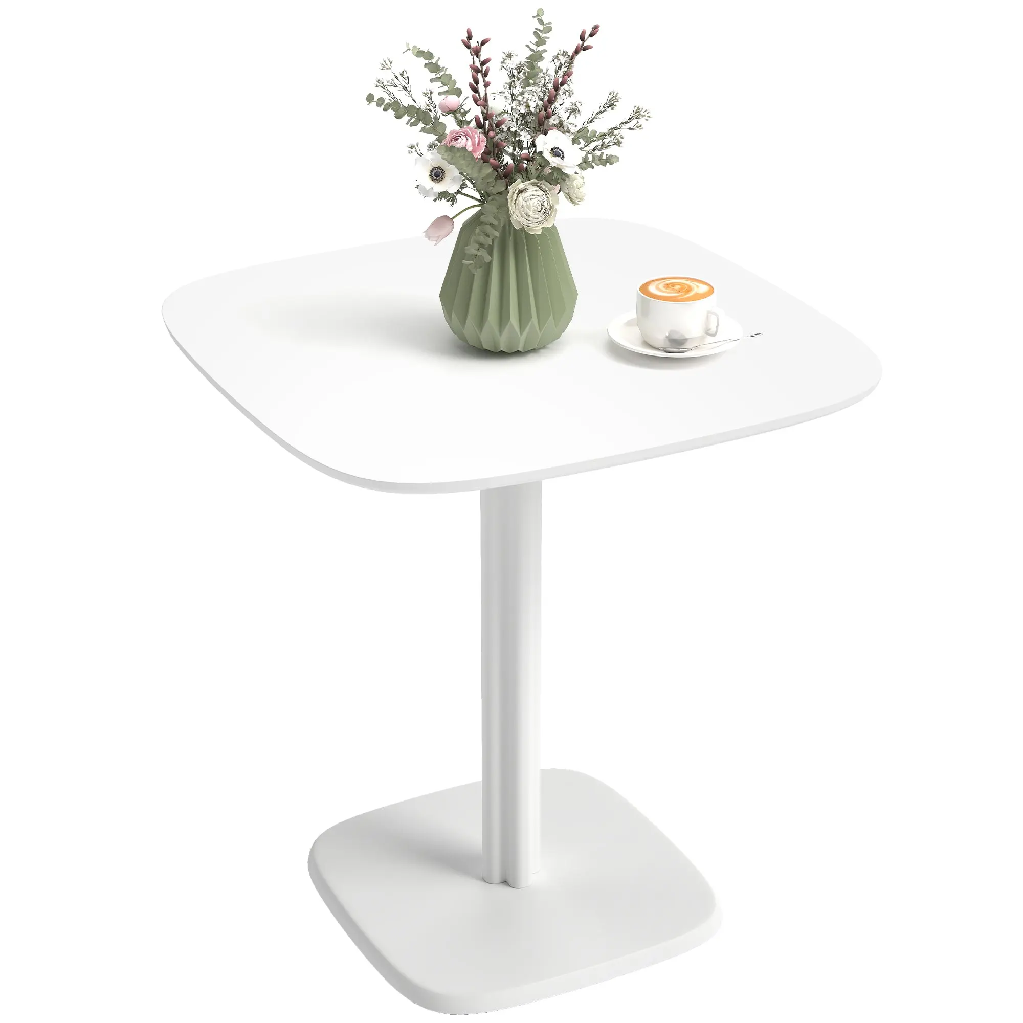 4-Person Modern Wood-Look Dining Table, 28 x 28 in, White