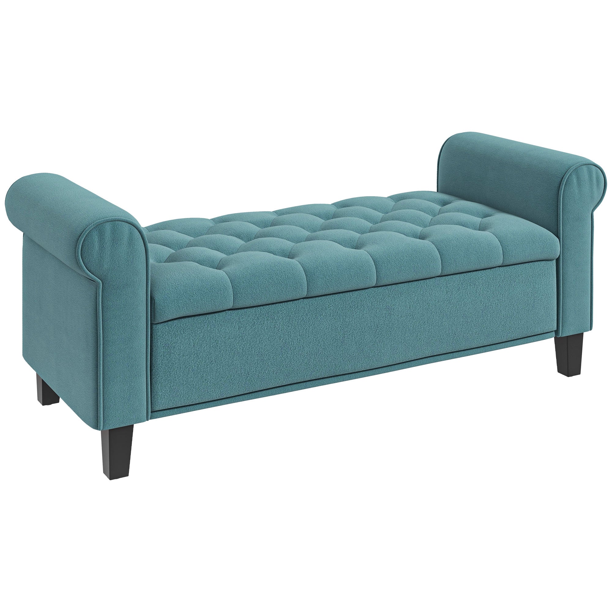 HOMCOM Polsterbank, Bettbank, Sitzbank im Samt-Look, Flurbank mit Stauraum für das Schlafzimmer, bis zu 120 kg belastbar, Grün, 126 x 48,5 x 47 cm