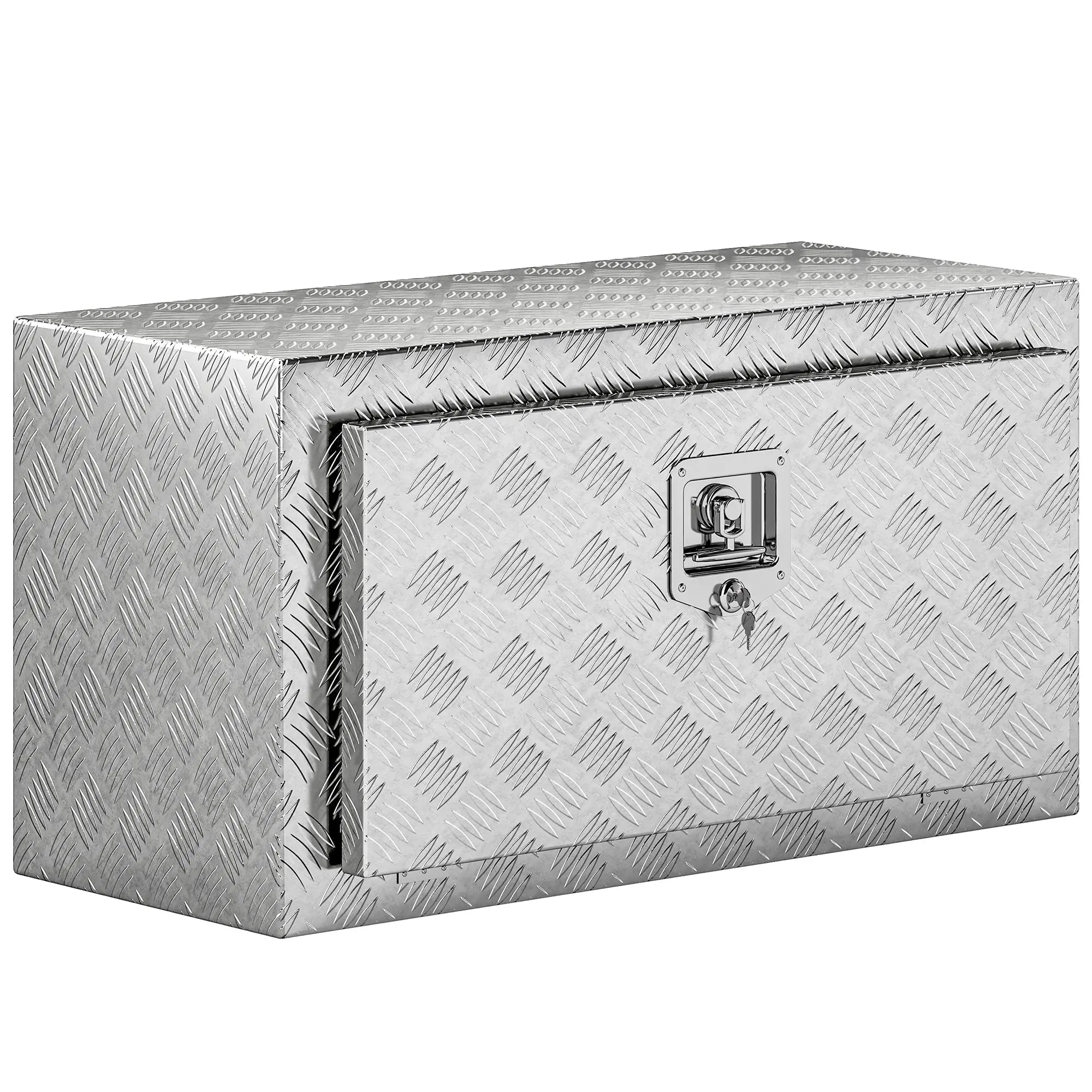 Aluminum Toolbox with T-Handle Lock & 2 Keys, 96 L Weatherproof Truck Tool Box — 76.2 × 35.5 × 40.6 cm (30 × 14 × 16 in), Silver
