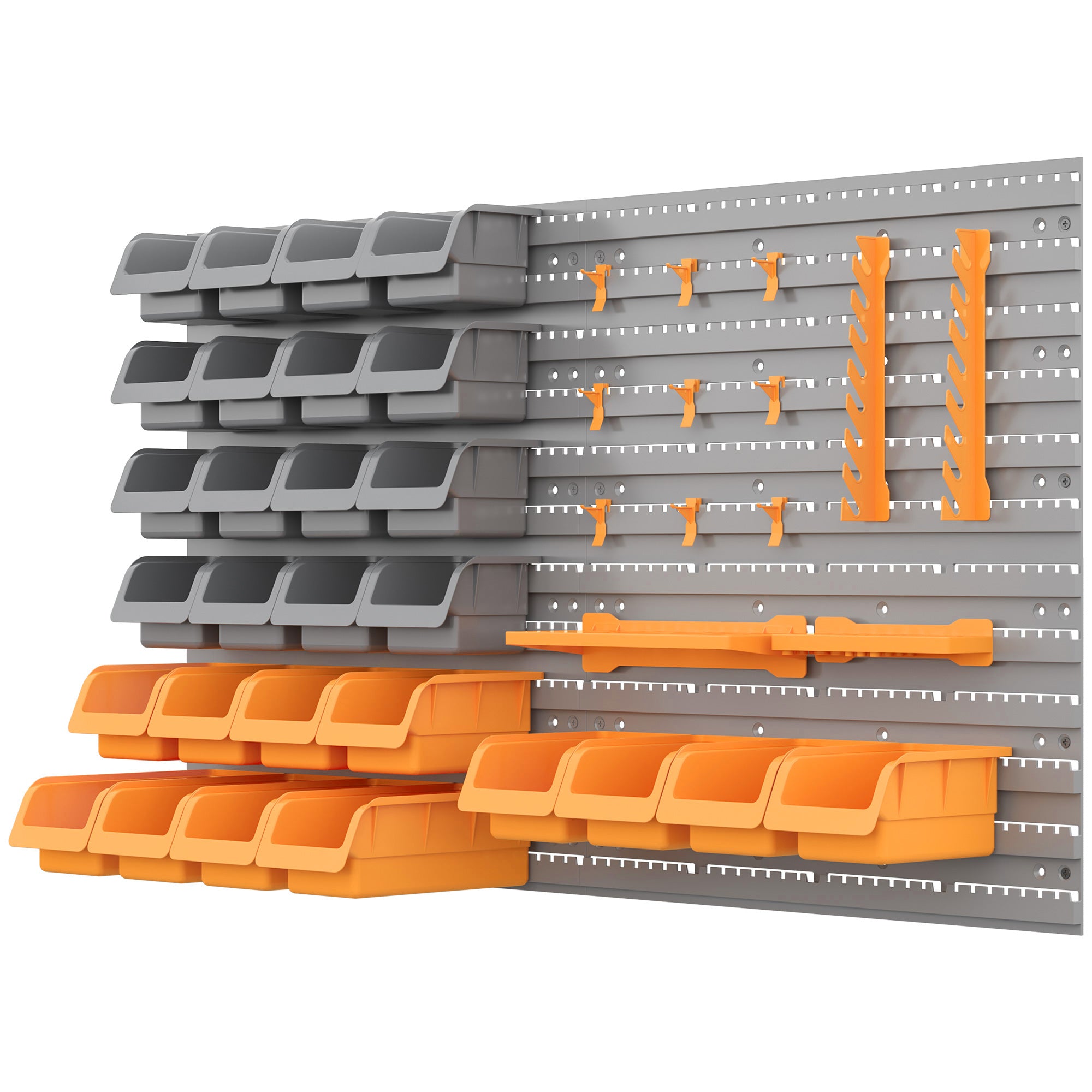DURHAND 44 daļu sienas instrumentu organizators 95x54 cm sienas plaukts instrumentiem ar 28 kaudzēm un dažādiem āķiem pelēks un oranžs