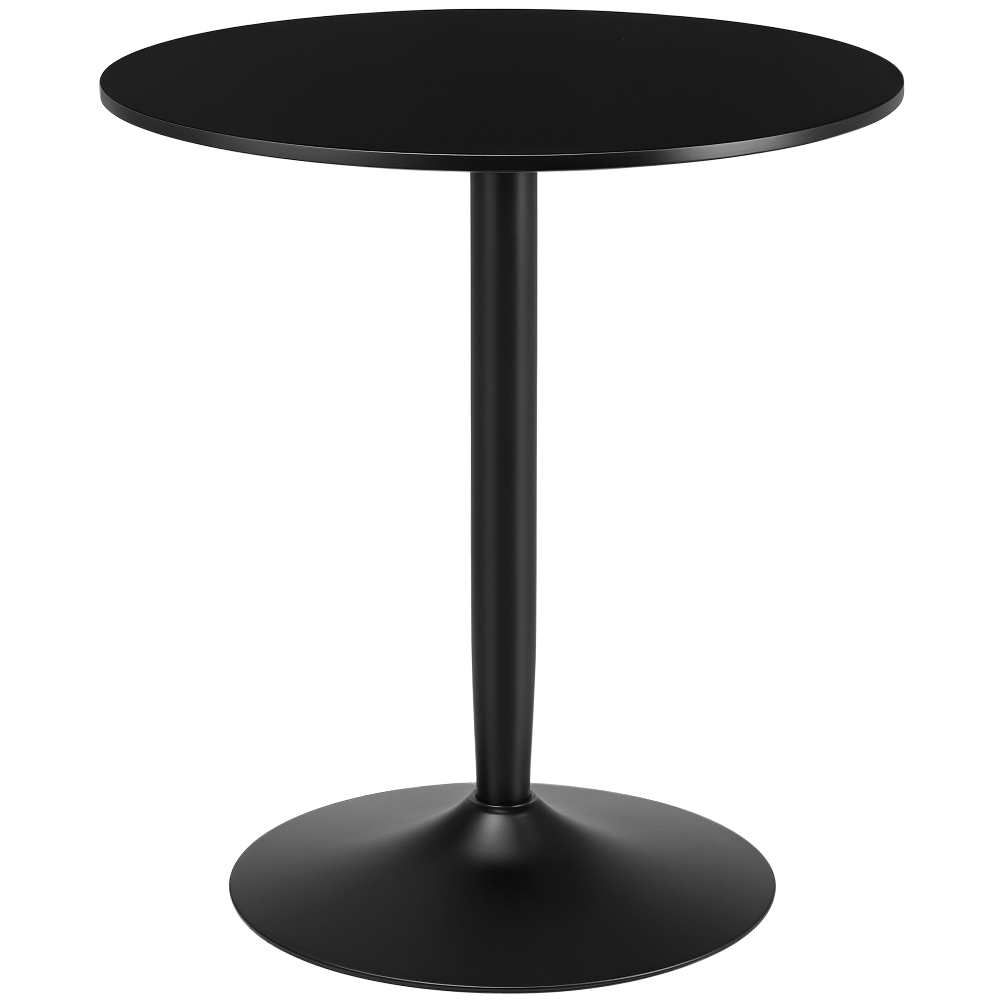 Dining Table, Round Kitchen Table, Modern Dining Table for 2 People, Bar Table Column Table with Steel Leg, Non-Slip Footrest, Coffee Table for Living Room, ?70 x 75 cm, Black