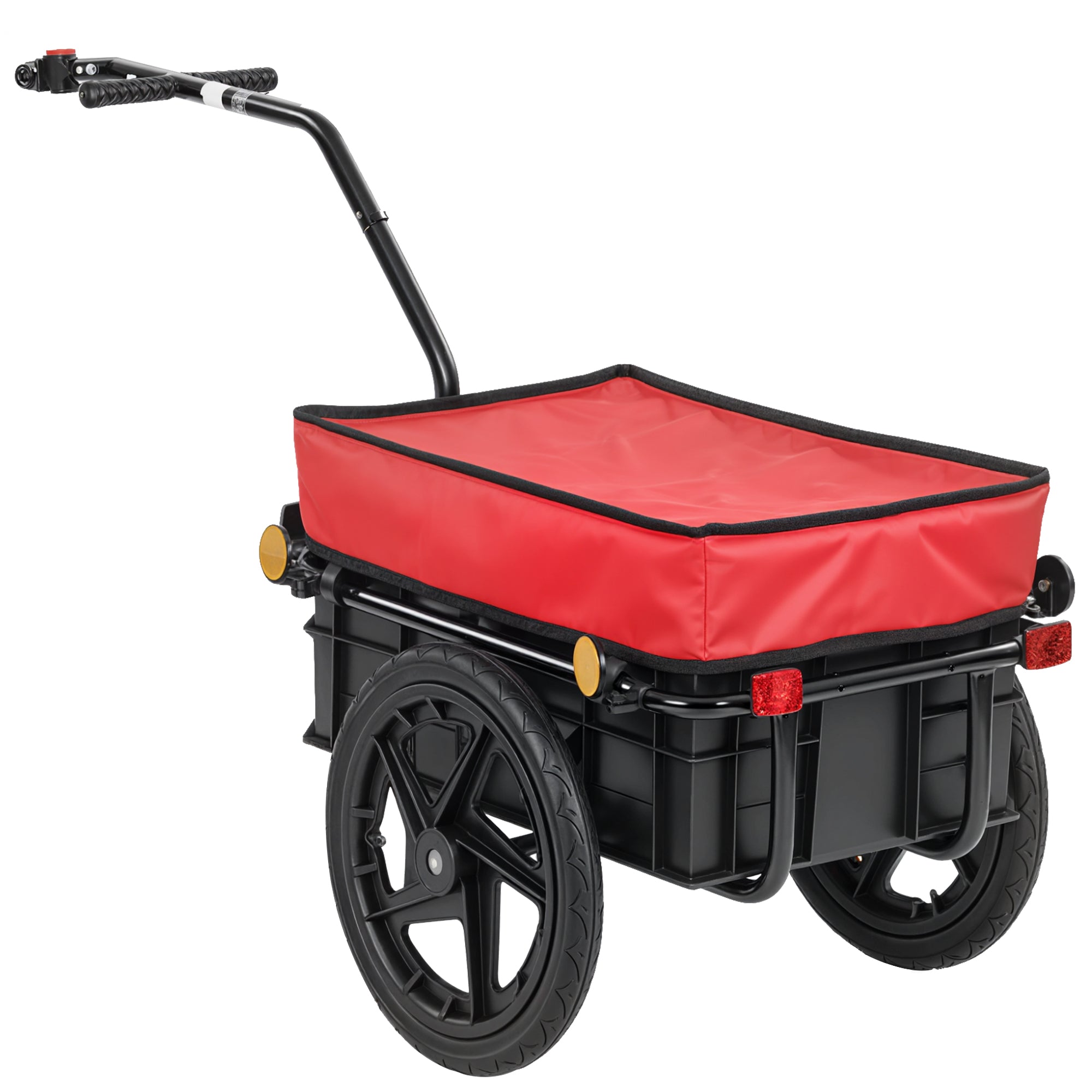 HOMCOM jalgratta kaubarong 40 kg — käsikäru veekindla 600D Oxford-katte, helkurite, terasraami ja käepidemetega, 144 x 59 x 80 cm, punane/must