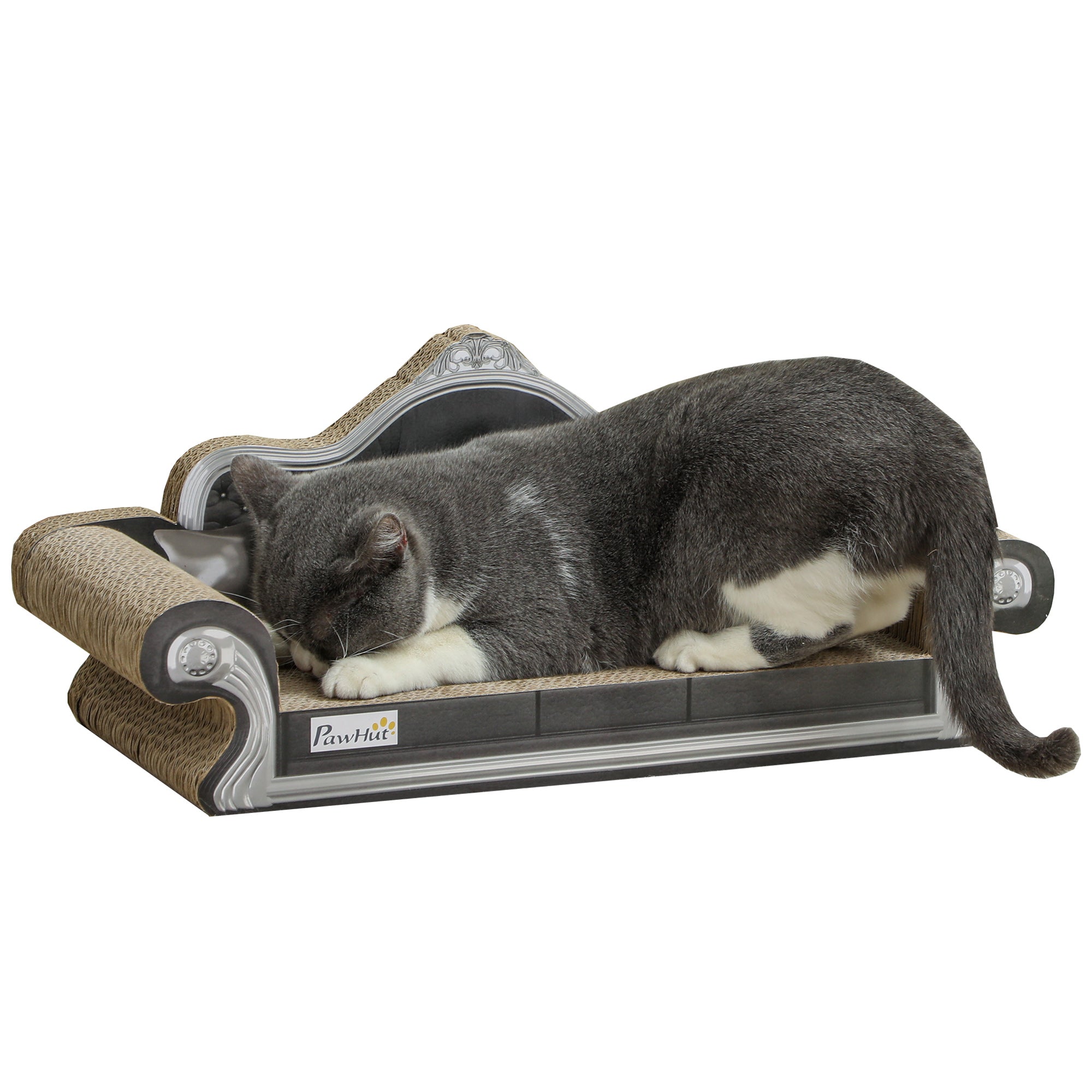 Cardboard Cat Scratcher Sofa 2-in-1 Cat Scratcher with Catnip for Indoor 56.5x24x26 cm Brown