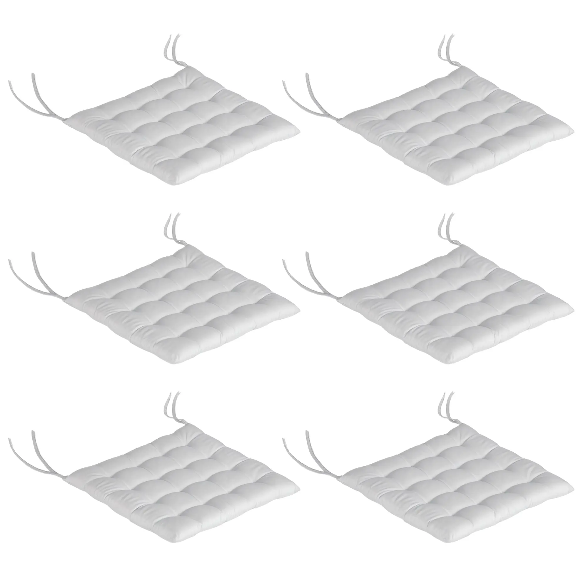 6-Piece Seat Cushion Chair Cushion with Straps Seat Pad Cushion for Indoor, Outdoor, Light Gray, 40 x 40 x 4 cm