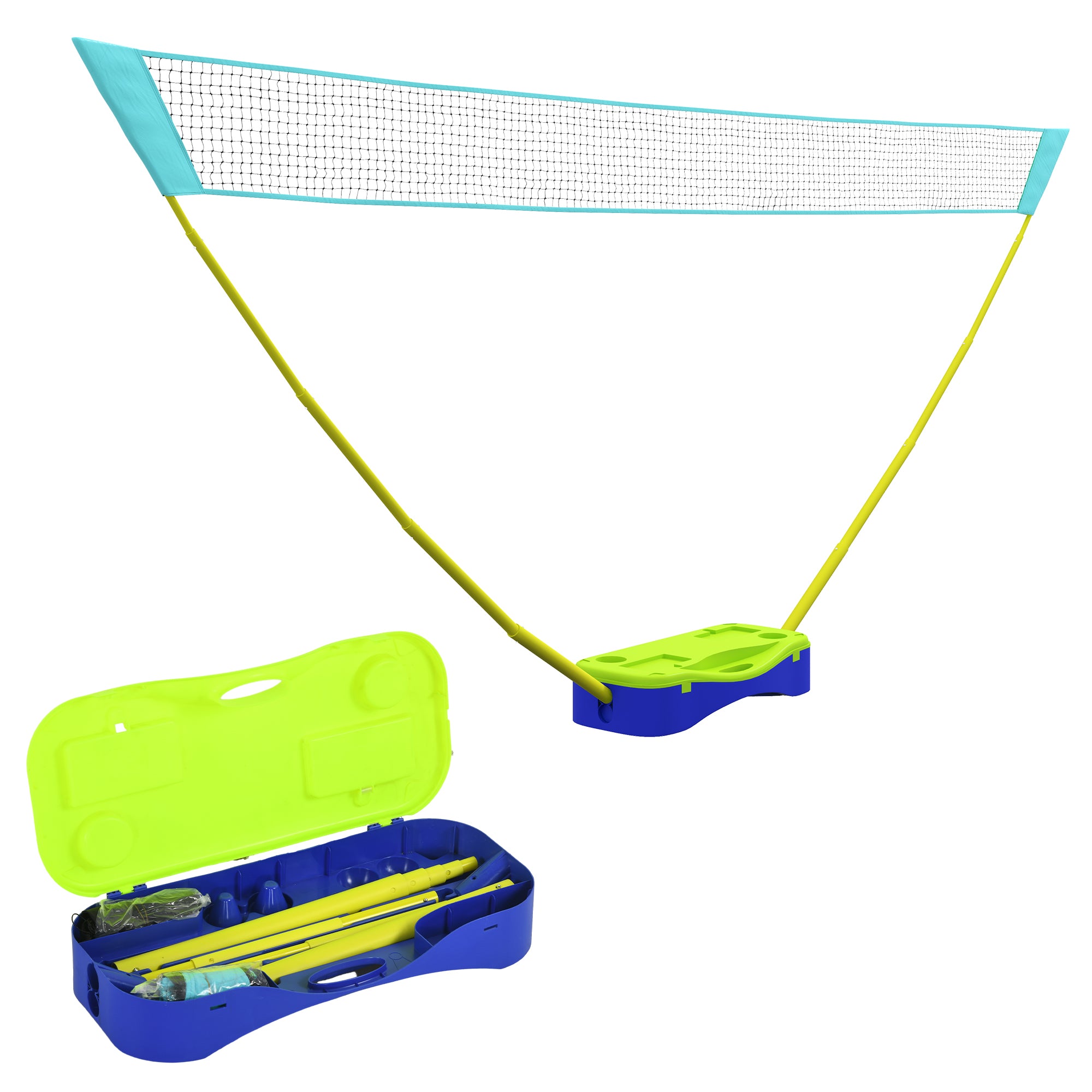 SPORTNOW 2 zu 1 Badminton Net, 4m Badminton Net mat Stand, Volleyball Net,justéierbar Tennis Net mat Tragebä包, Shuttlecock Net fir Indoor, Outdoor