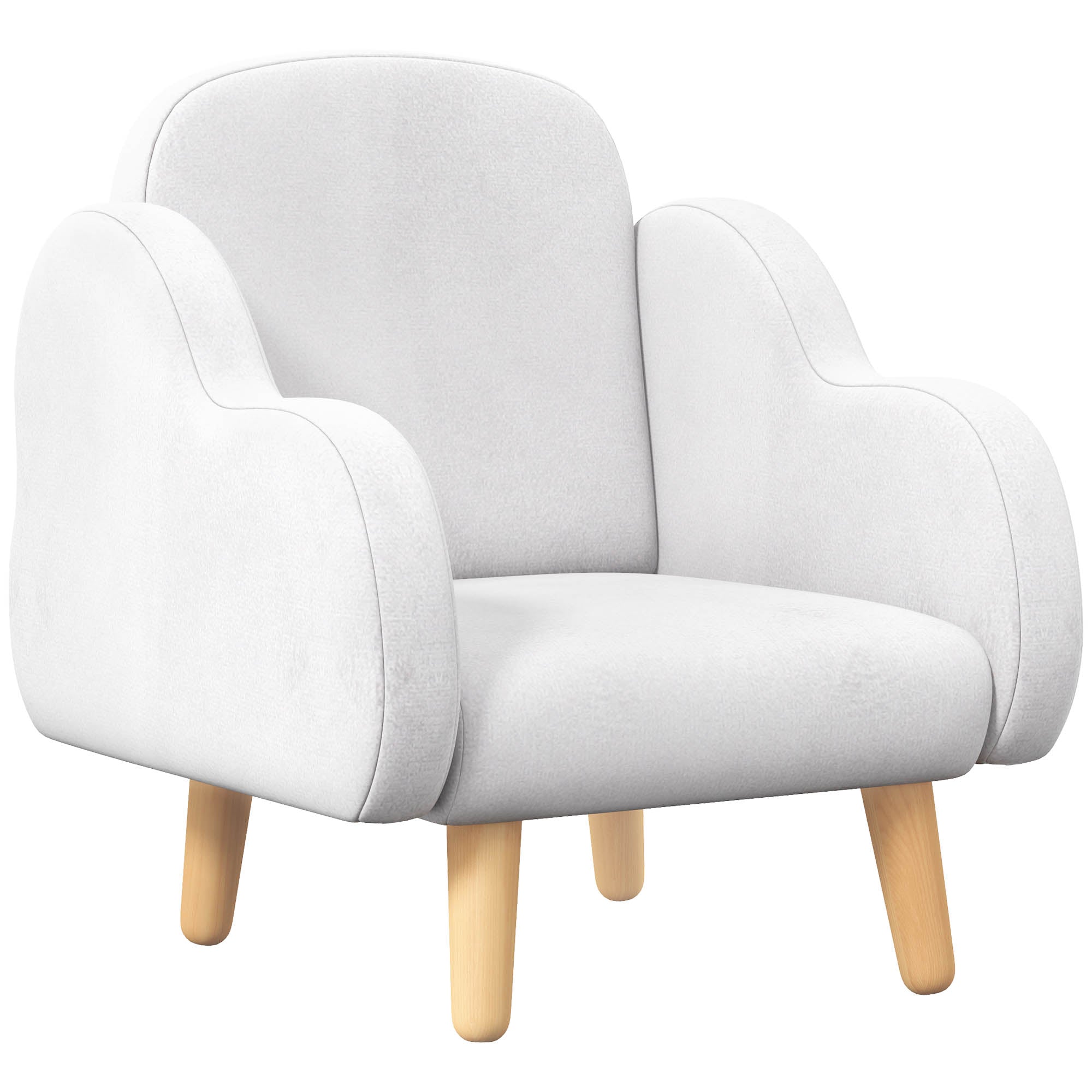 ZONEKIZ Barnfåtölj – Barnfåtölj med Molndesign och Supermjukt Tyg, Fyrbenad för Barn 18-36 månader, Belastning 40 kg, 46x50x55 cm Vit
