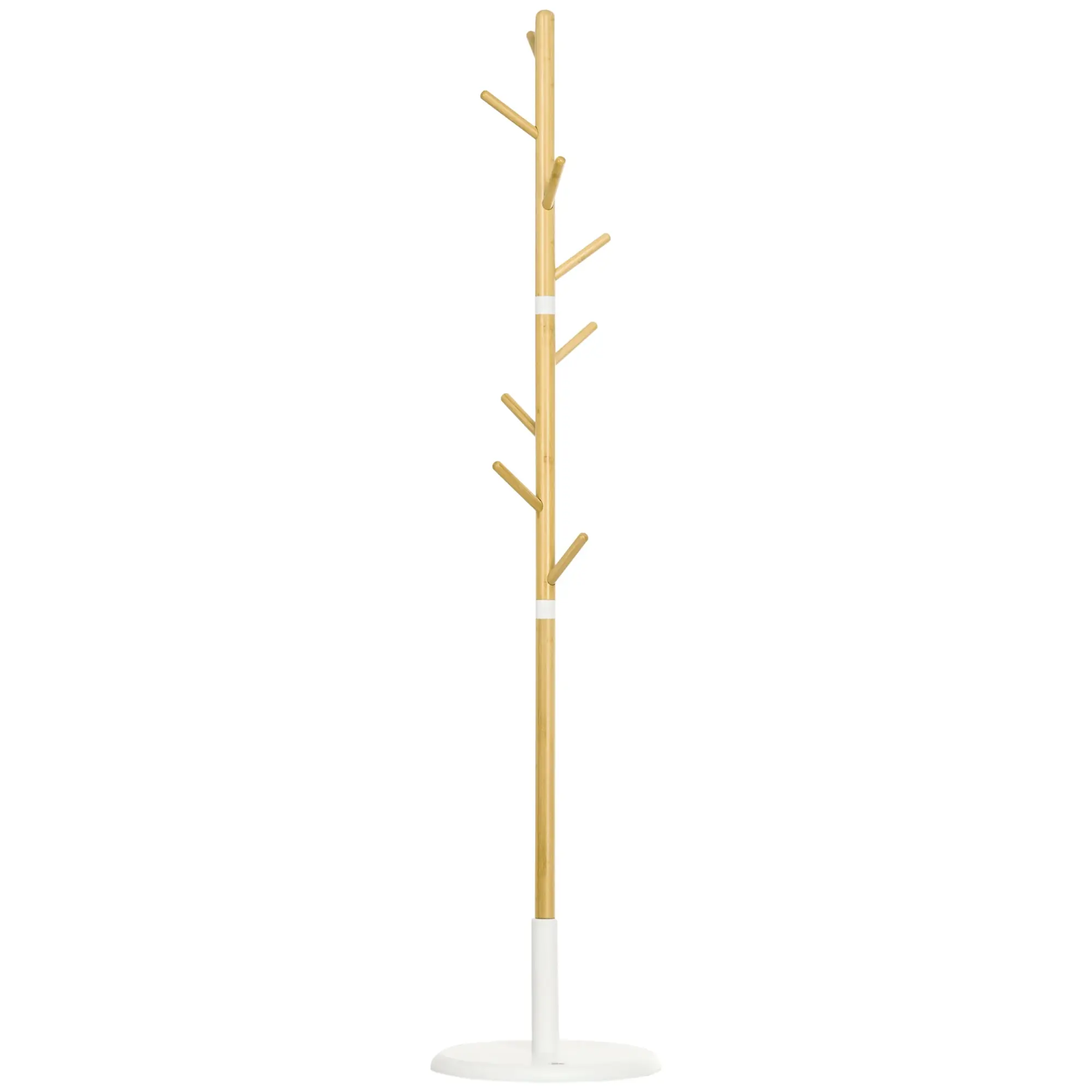 Bamboo Standing Coat Rack Modern Hall Tree with 8 Hooks for Clothes Bags Tree Coat Rack for Entryway Bedroom ?37.8x175.6 cm Natural