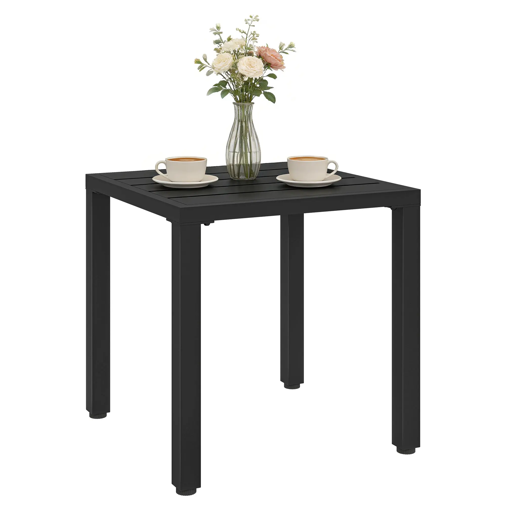 Outdoor Side Table – Weatherproof Slatted Metal Design, Square Patio Table, 30 kg (66 lb) Capacity, 45 x 45 x 45.5 cm (17.7 x 17.7 x 17.9 in)