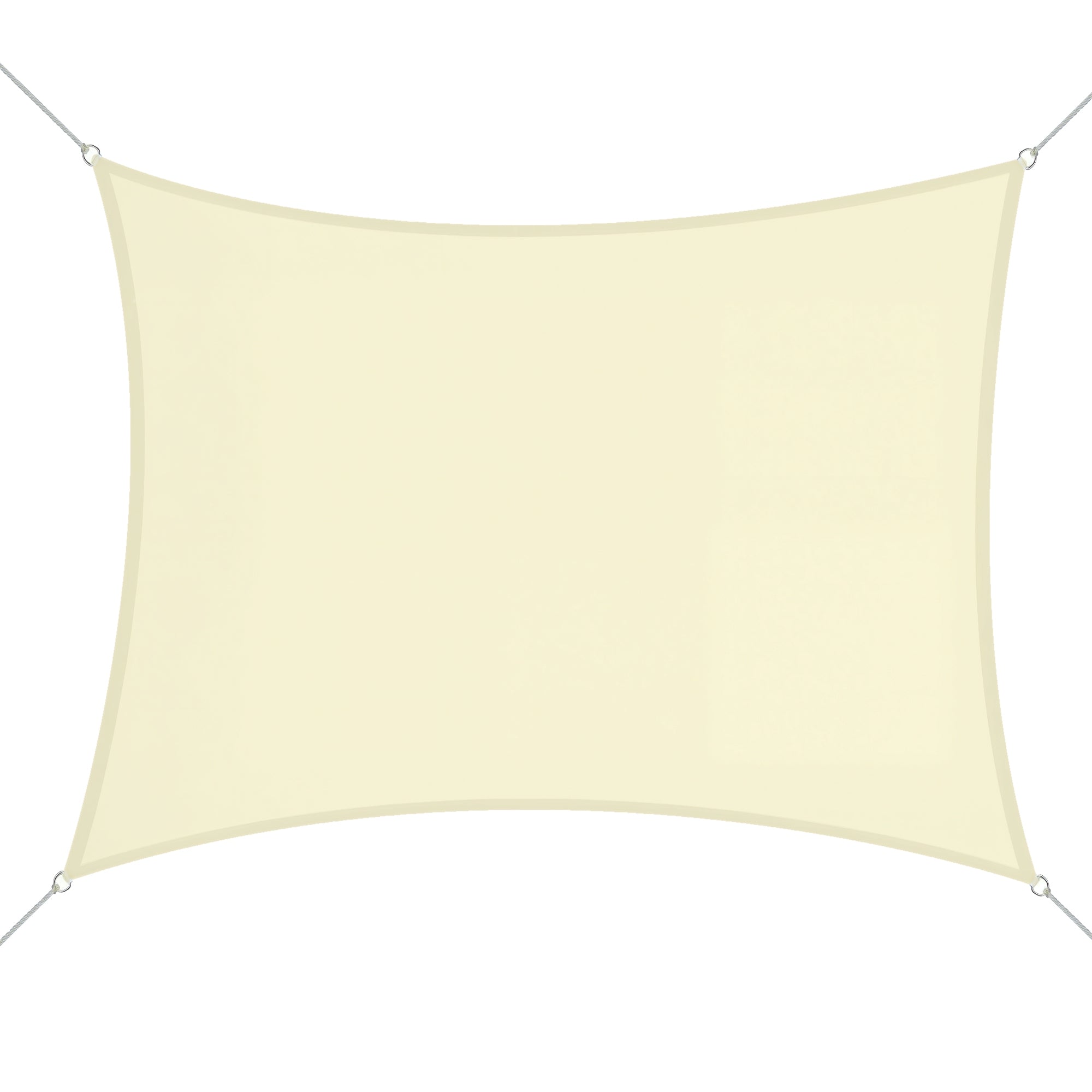 Outsunny Rektangulær Sejlmarkise 3x4m Solsikker Sejl til Terrasse Have Camping Vandafvisende UV Beskyttelse Polyester Creme