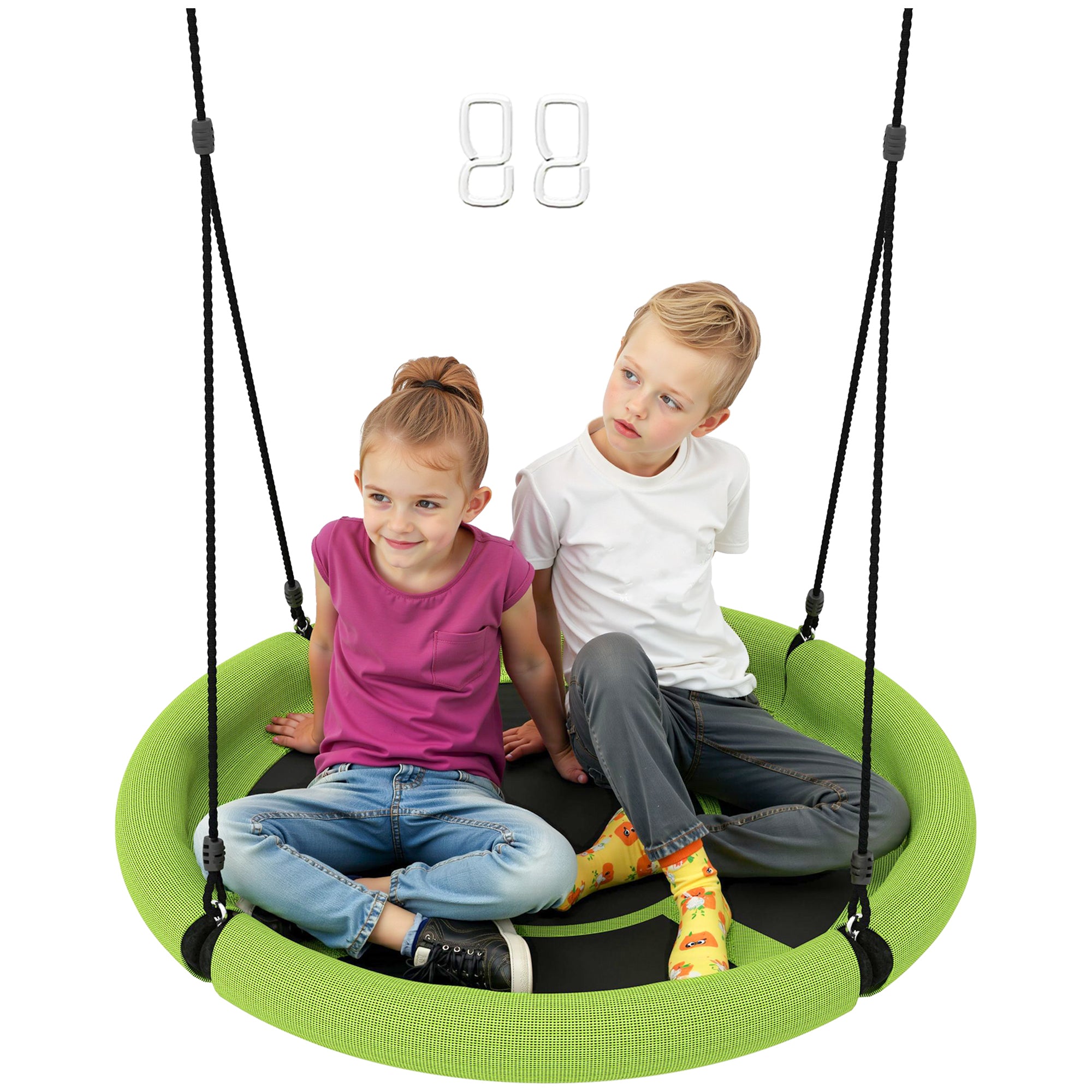 Nest Swing ?98 cm Disc Swing Height Adjustable Garden Swing Holds up to 150 kg Durable & Weatherproof Hanging Swing Children's Swing Outdoor Indoor for Kids and Adults