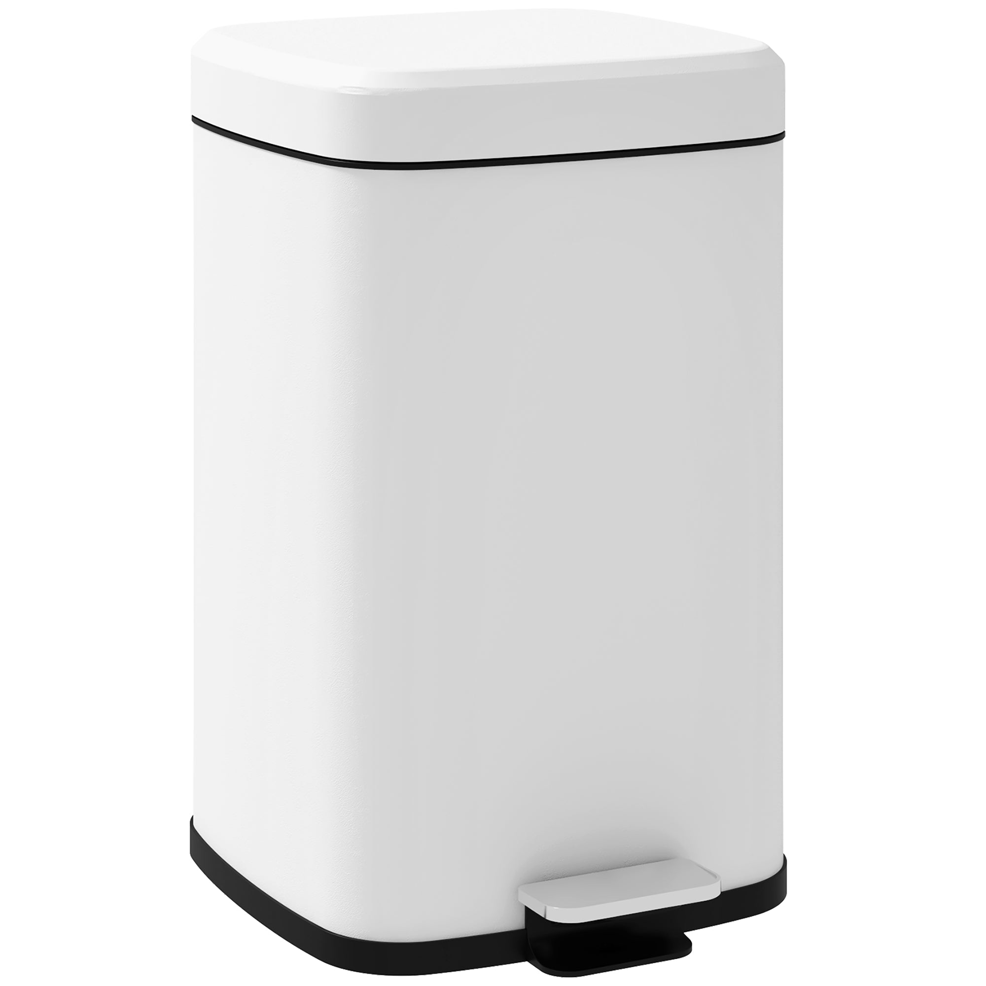 20L Kitchen Bin Pedal Bin Stainless Steel with Soft-Close Lid, Compact, Removable Inner Bucket, 28L x 35W x 45H cm, White