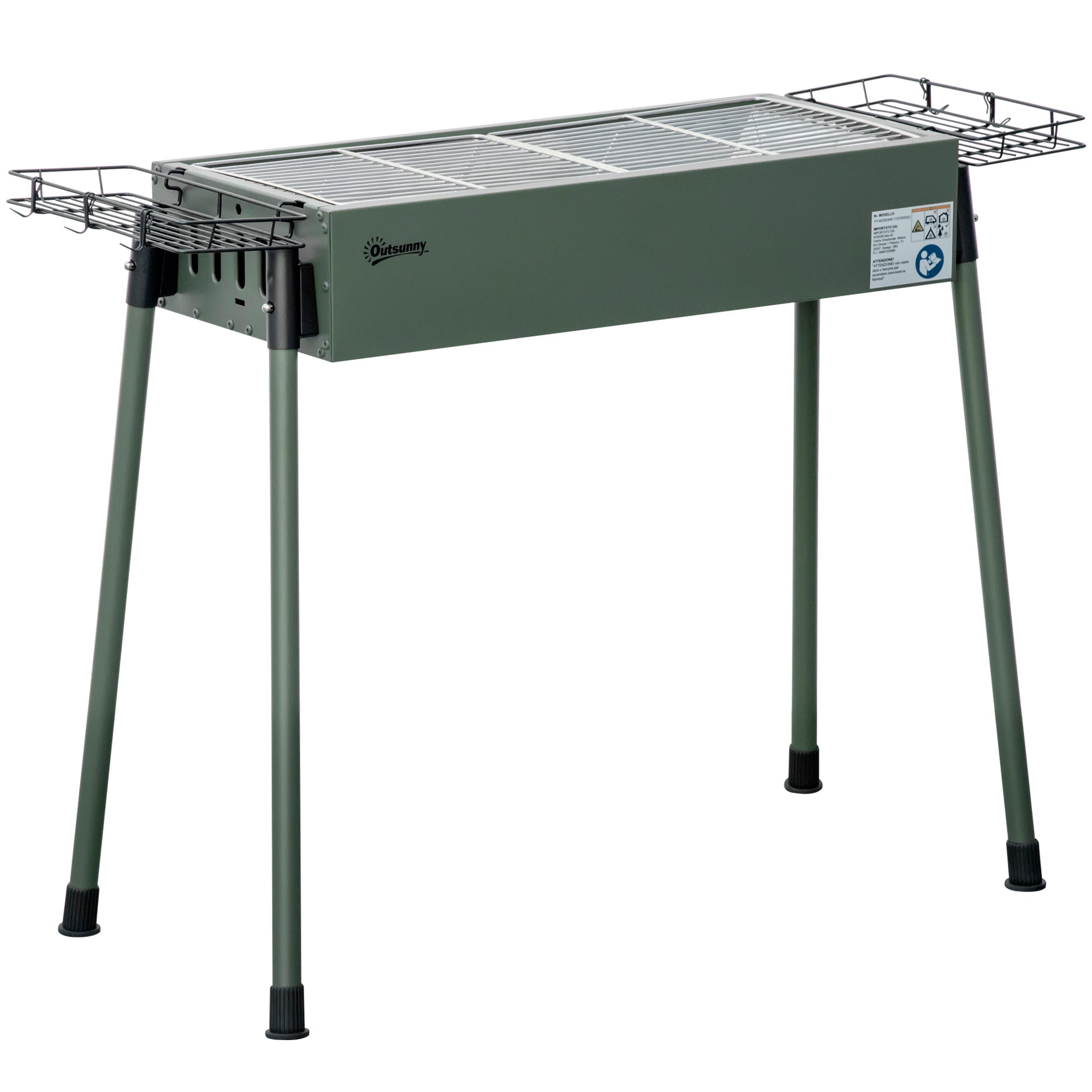 Outsunny Holzkohlegrill aus Edelstahl BBQ Smoker mit Grillrost Holzkohle Grill, Kohlegrill Standgrill für Barbeque Camping, Terrasse, Garten 94 x 39 x 70 cm
