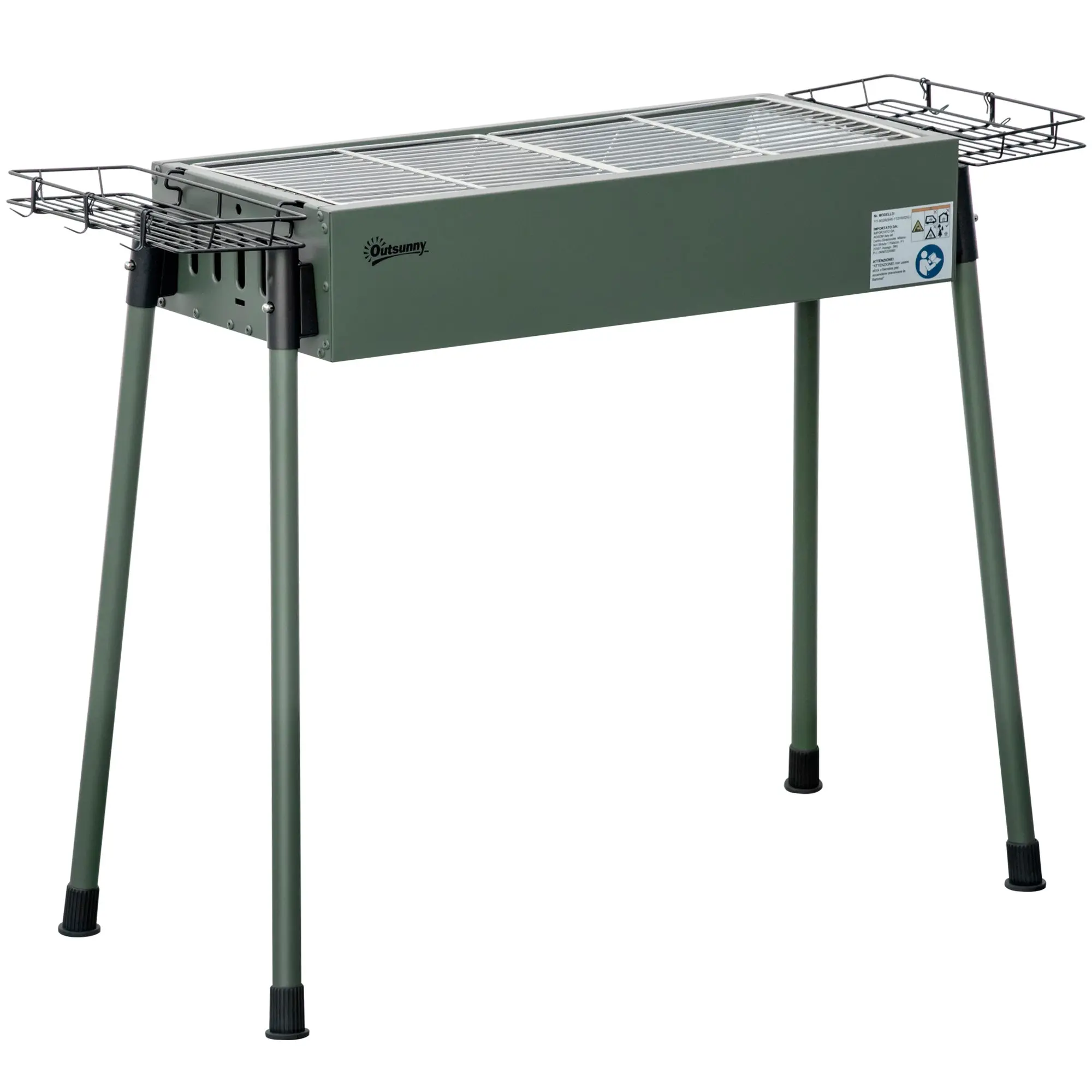 Charcoal Grill made of Stainless Steel BBQ Smoker with Grilling Grate Charcoal Grill, Stand Grill for Barbecue Camping, Patio, Garden 94 x 39 x 70 cm