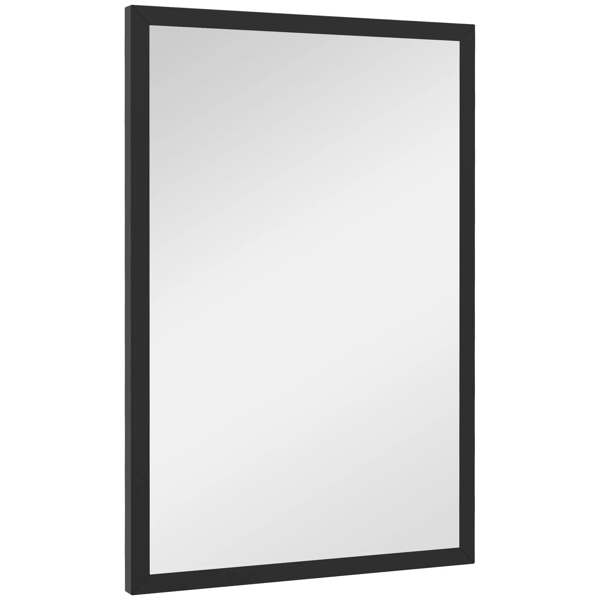 Rectangular Wall Mirror 60 x 40 cm, Black Wooden Frame, Ideal for Bathroom, Living Room, or Bedroom