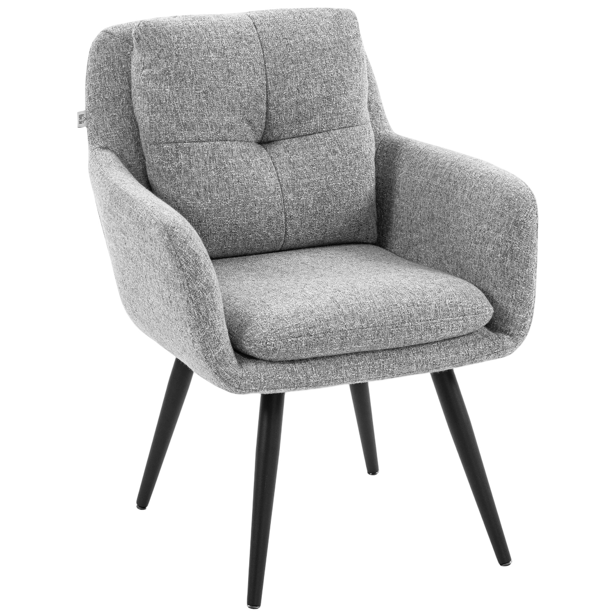 Lounge Chair, Linen-Look Padded Accent Chair for Living Room & Bedroom, Light Gray