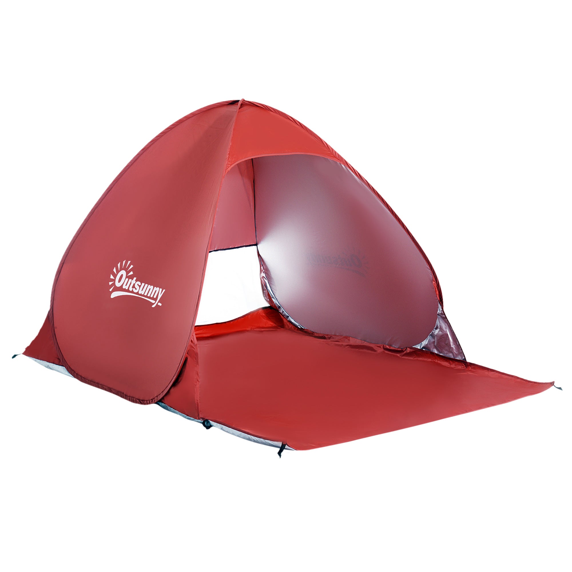 Outsunny Strandzelt Pop Up Automatisches Beach Zelt mit Fenster UV-Schutz Tragbares Pop Up Zelt, Strandzelt Windschutz Sonnen Schutz für 2-3 Personen Kompakte Größe