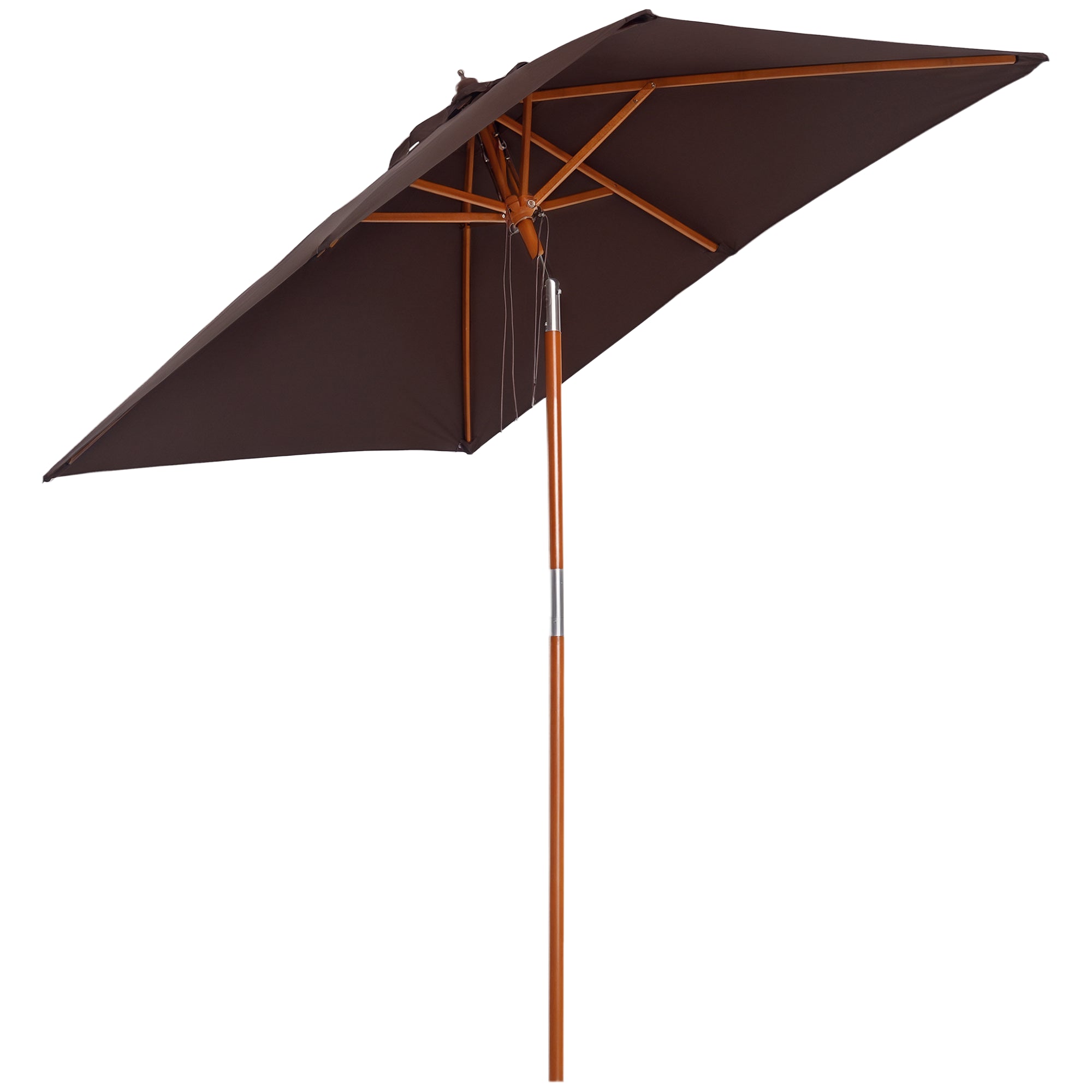 Outsunny Sonnenschirm 200 x 150 x 235 cm Neigbarer Garten-Sonnenschirm 3-stufig verstellbar Rechteckiger Strand-Sonnenschirm wasserabweisend und UV-beständig für Strand, Balkon, Terrasse, Garten