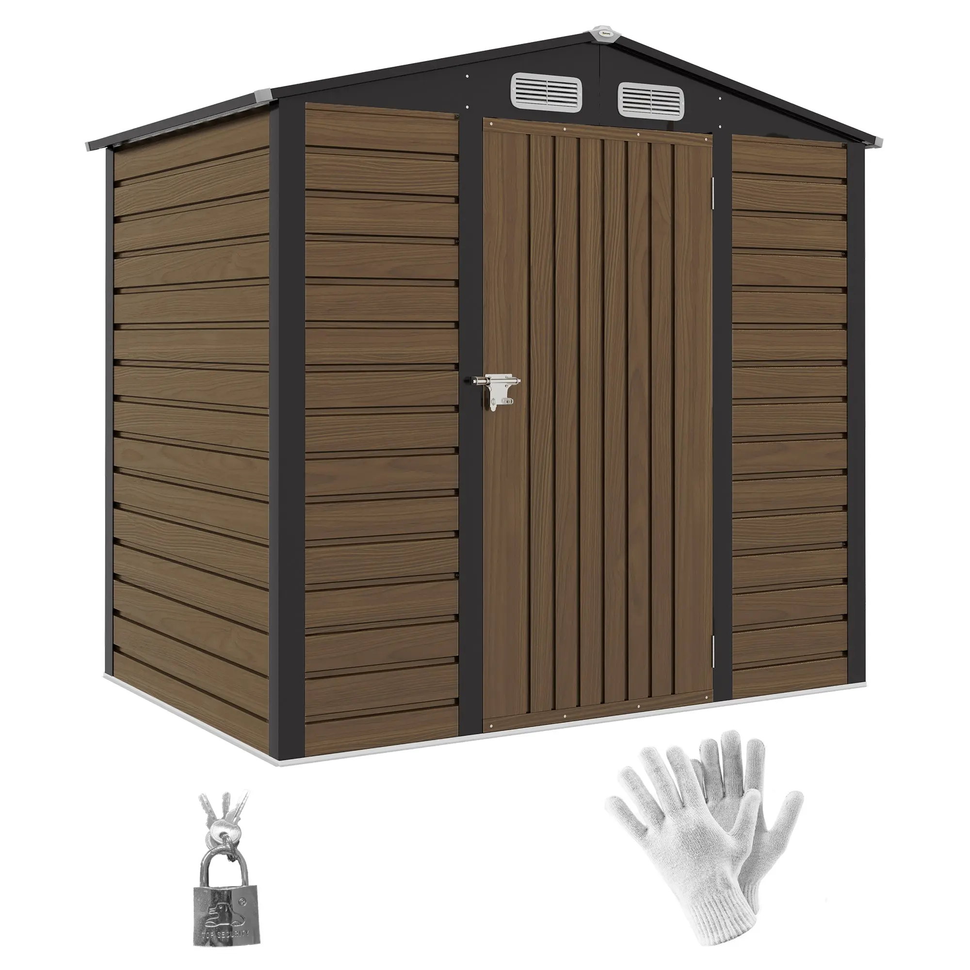 Garden Shed 190x131x188 cm Outdoor Tool House with 2 Ventilation Windows and Door for Patio Terrace Balcony Oak