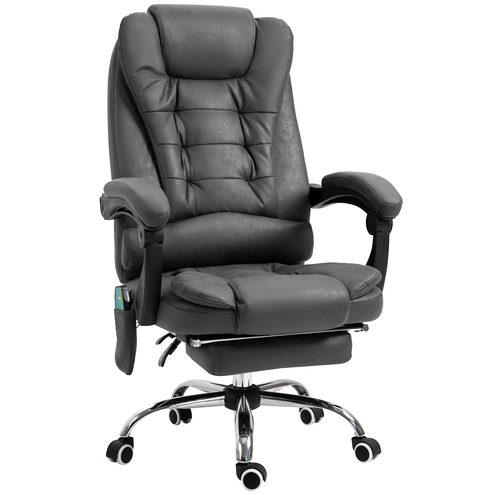 Office Chair with Massage Function, Ergonomic Computer Chair with Reclining & Heating Function, Height Adjustable Desk Chair with Footrest, Side Pocket and Remote Control, Black