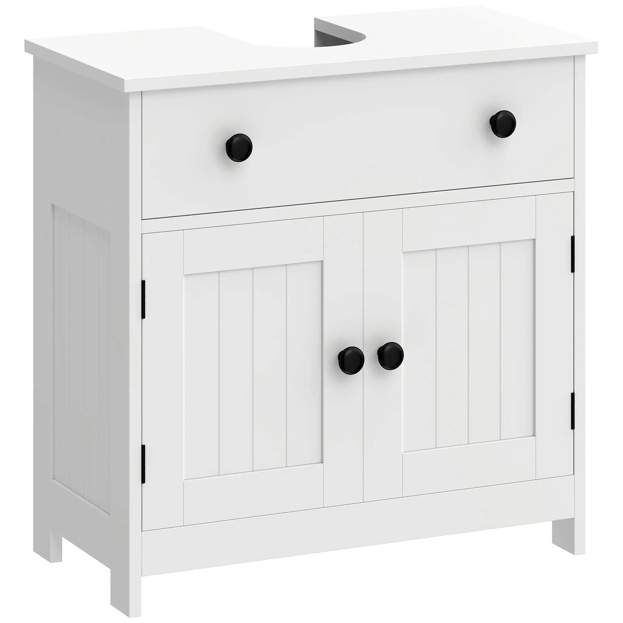 Under-Sink Cabinet — Modern Bathroom Vanity with Soft-Close Hinges, Drawer, 2 Doors, U-Cut for Sink (23.6 x 11.8 x 23.6 in), White