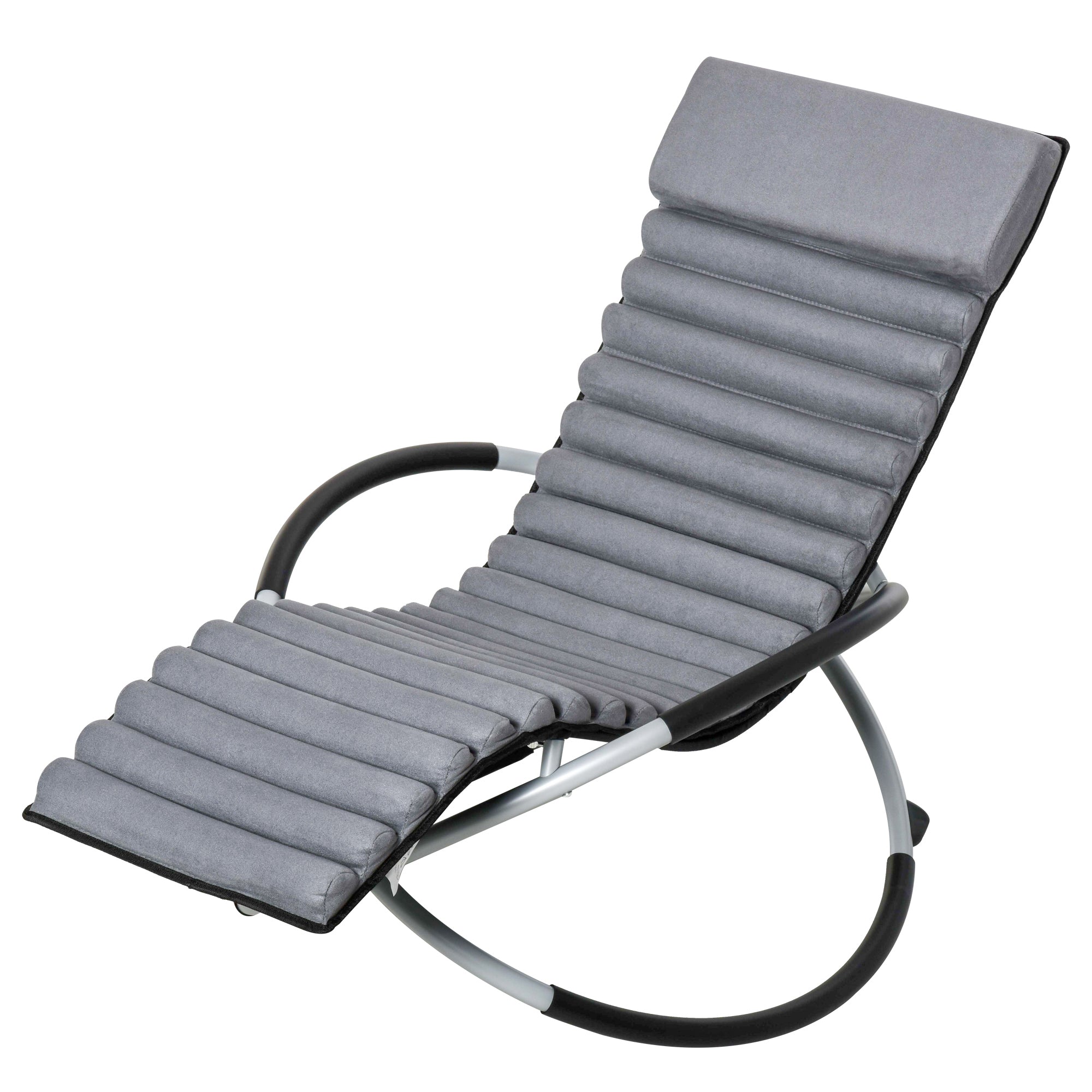 Ανακλινόμενη Καρέκλα Swing Outsunny Ergonomic 2-In-1 Ροκ Καρέκλα Κήπου Ροκ Εξωτερικού Χώρου Μεταλλική Texteline Σφαίρα Σκούρο Γκρι 145 x 74 x 86 εκ.