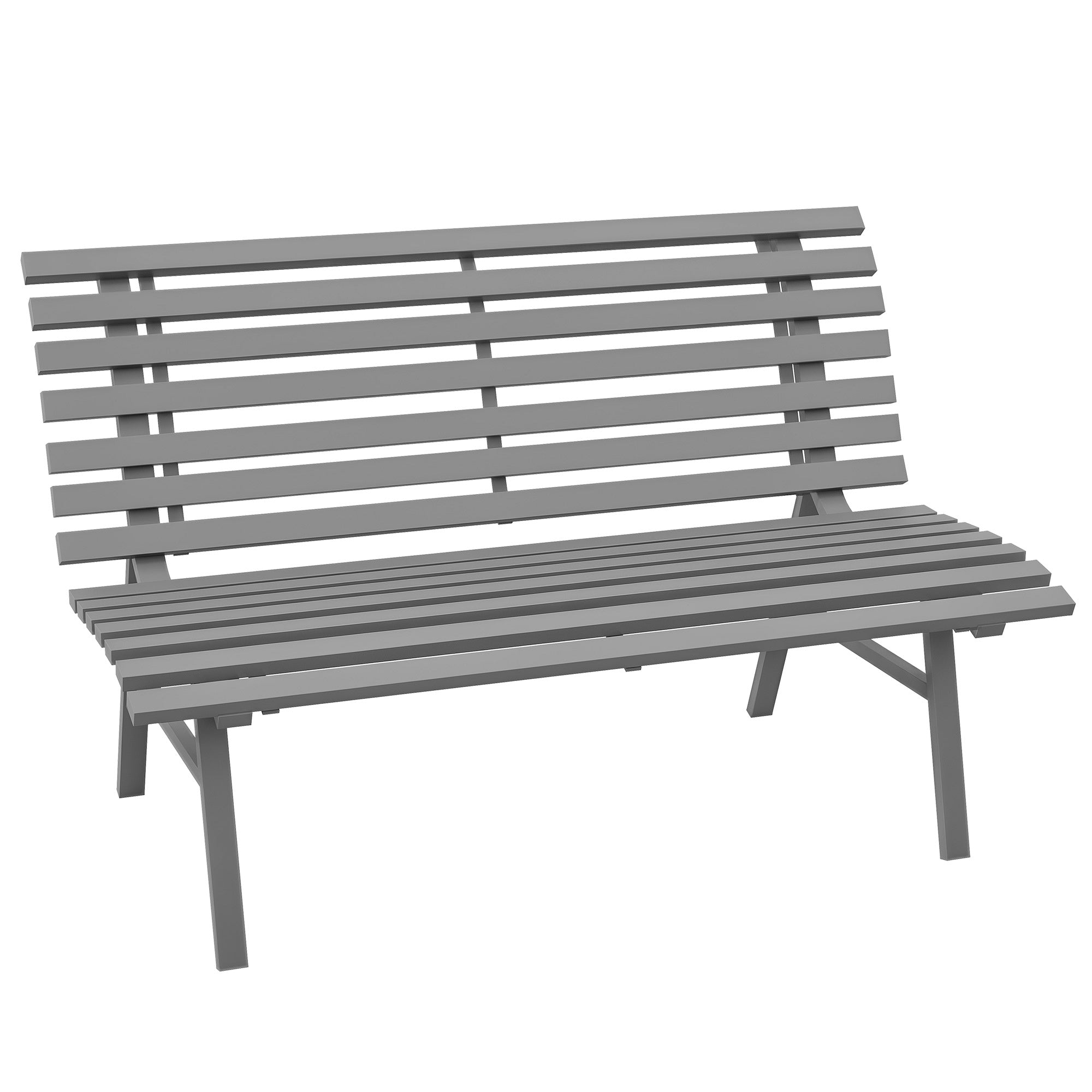 2-Seater Aluminum Garden Bench, Weatherproof Bench, UV-Resistant Garden Furniture with Louver Design, Park Bench 240kg Capacity, Balcony Bench for Balcony Terrace, Garden, 123x67x79cm, Gray
