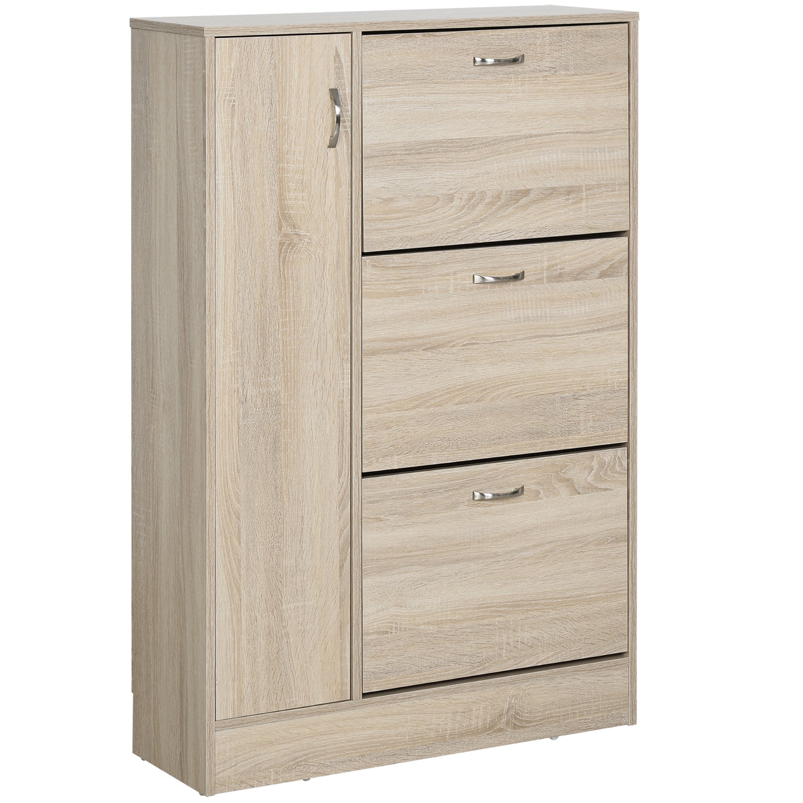 HOMCOM 2-in-1 Schuhebüschter fir Schuerefong Regenschirm Hohe Cabinet Justéieren Regal fir 12 Pär Schue 79x26x120 cm Holz