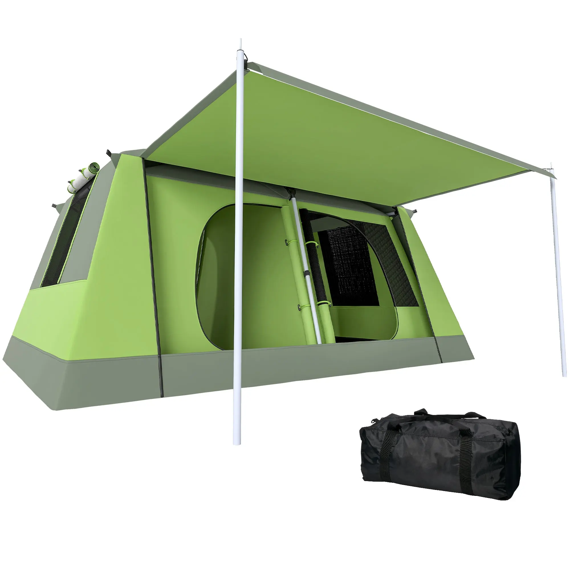 Camping Tent for 4-8 People Light, Stable Waterproof Tunnel Tent with Canopy, Windows, Hooks, Side Pocket, Family Tent with 2000mm Water Column Tent for Camping Travel Trekking