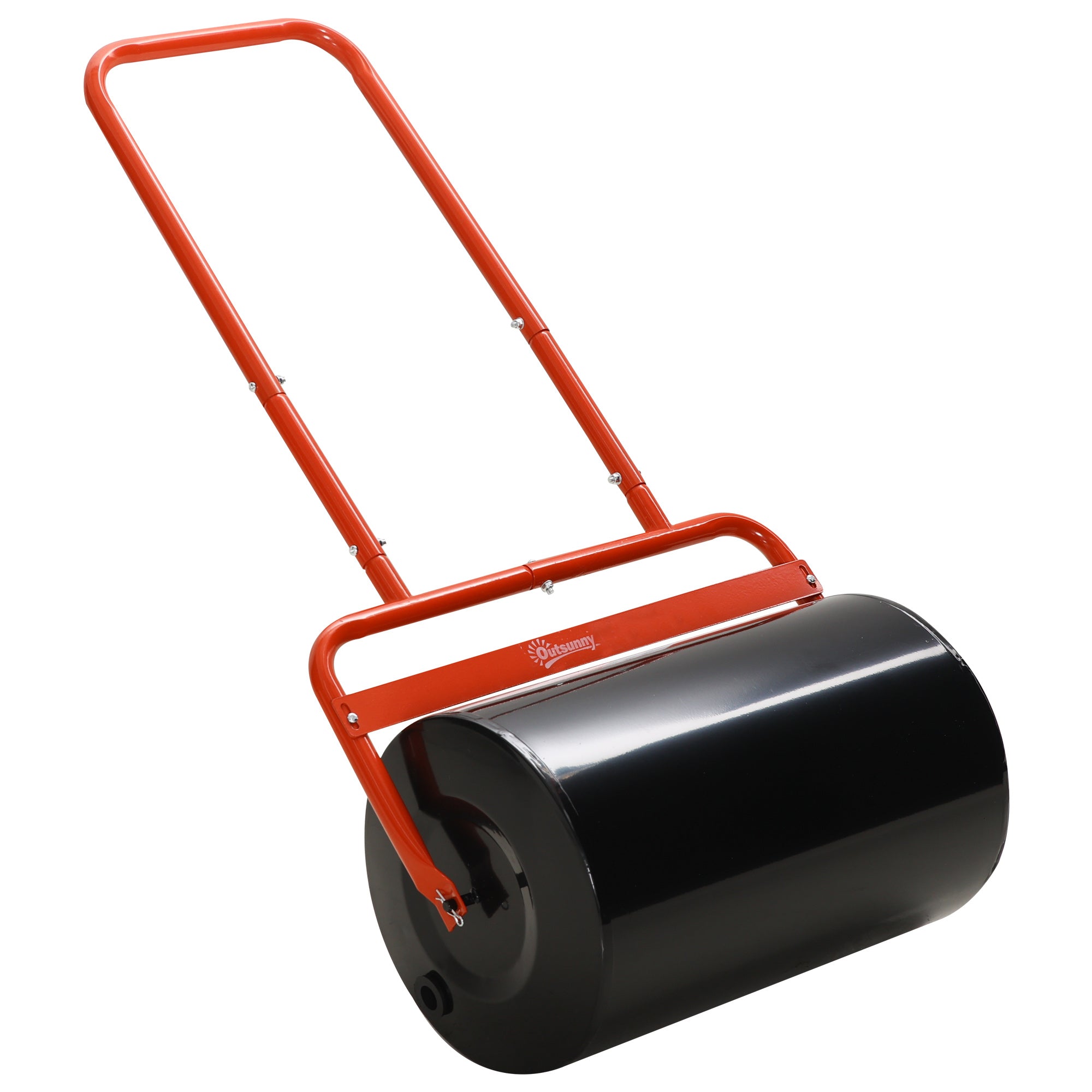 Outsunny Stalen Tuin Grasroller met Handvat dim. 59L x 32B x 113H cm Max Gewicht 38L Rood Zwart