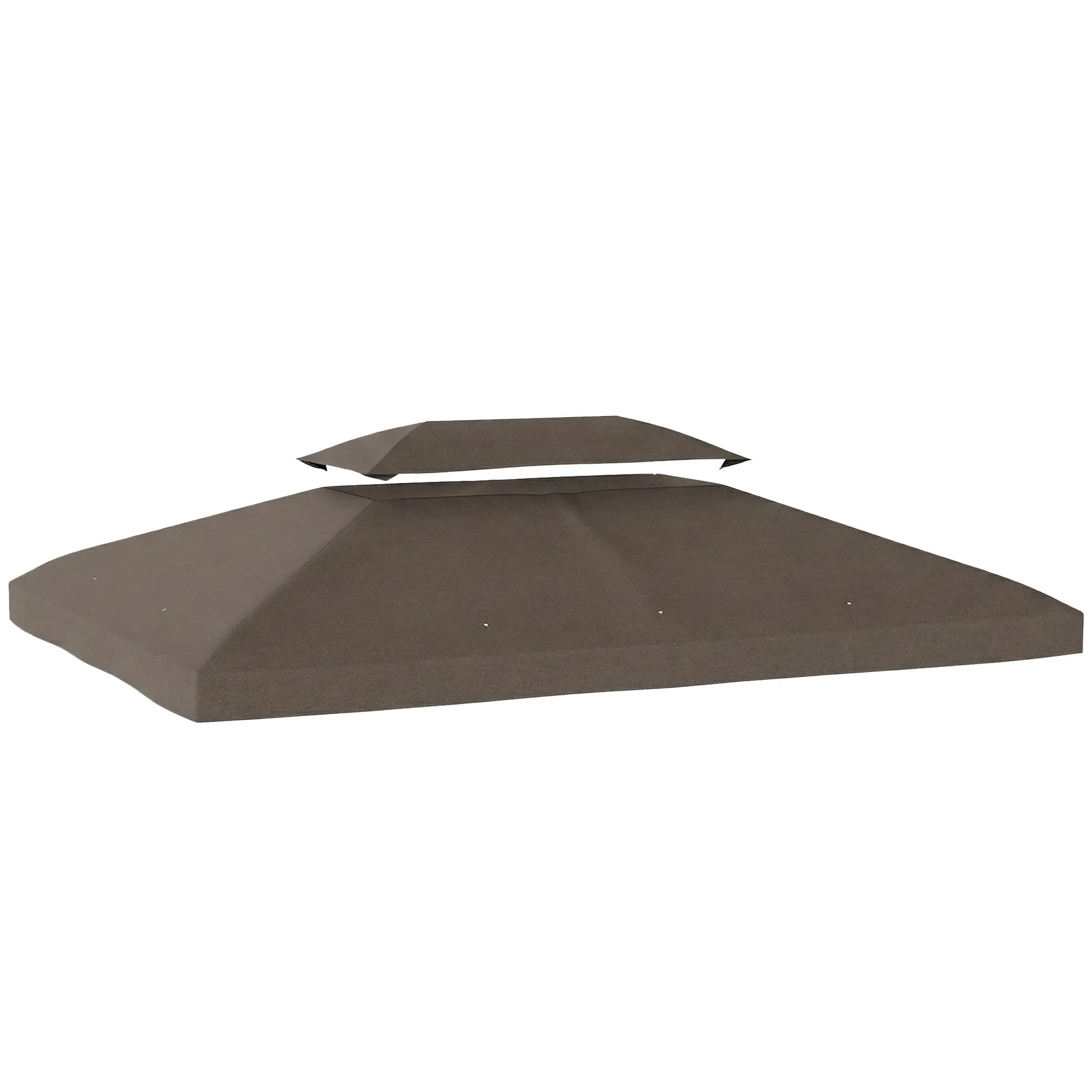 Replacement Gazebo Canopy, 4 x 3 m (13 x 10 ft) — Double-Tier, 10 Drain Holes, UV-Protective Polyester, Brown — Canopy Only